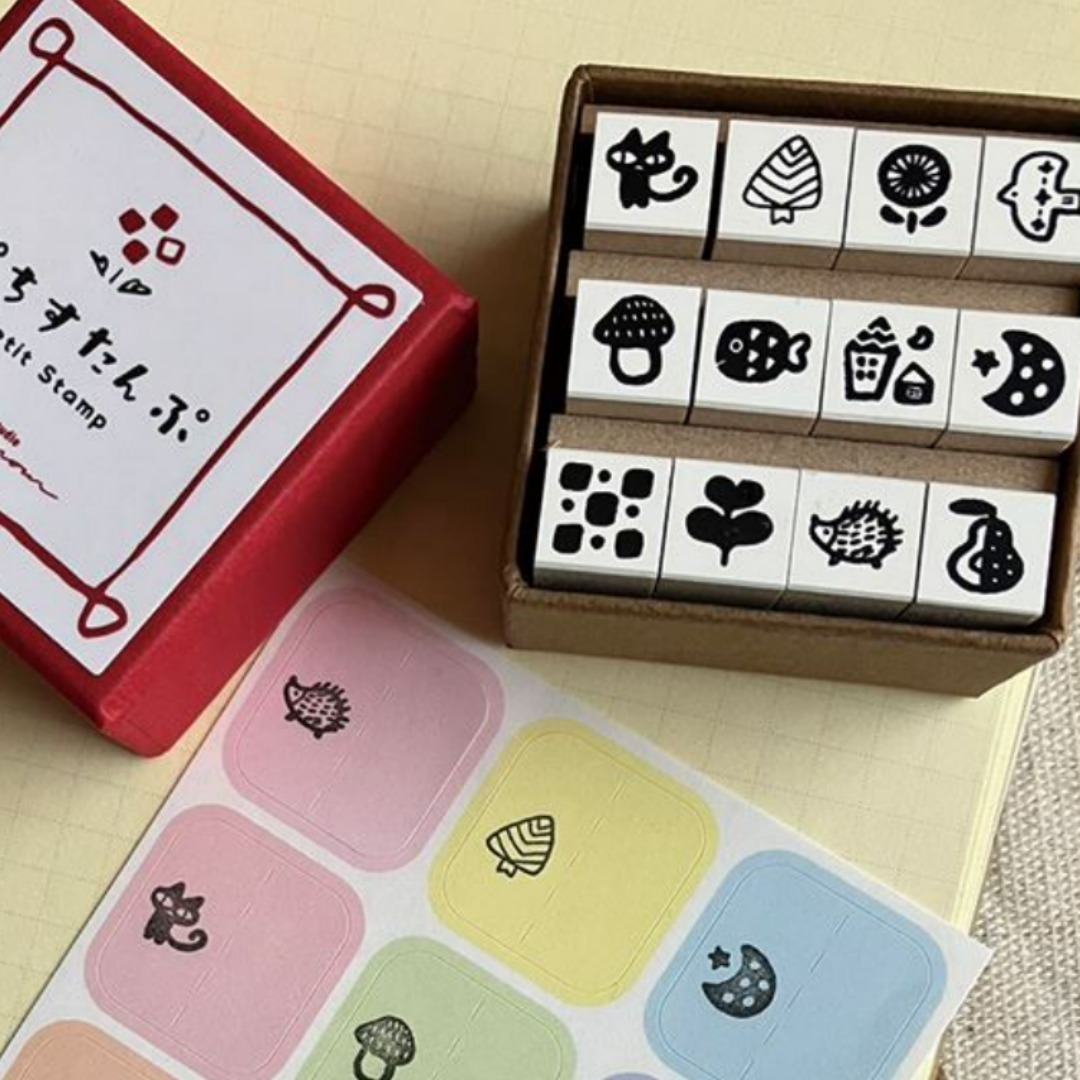 北歐圖案 Petit Icon Stamp 12入｜印章工房 愛 日本