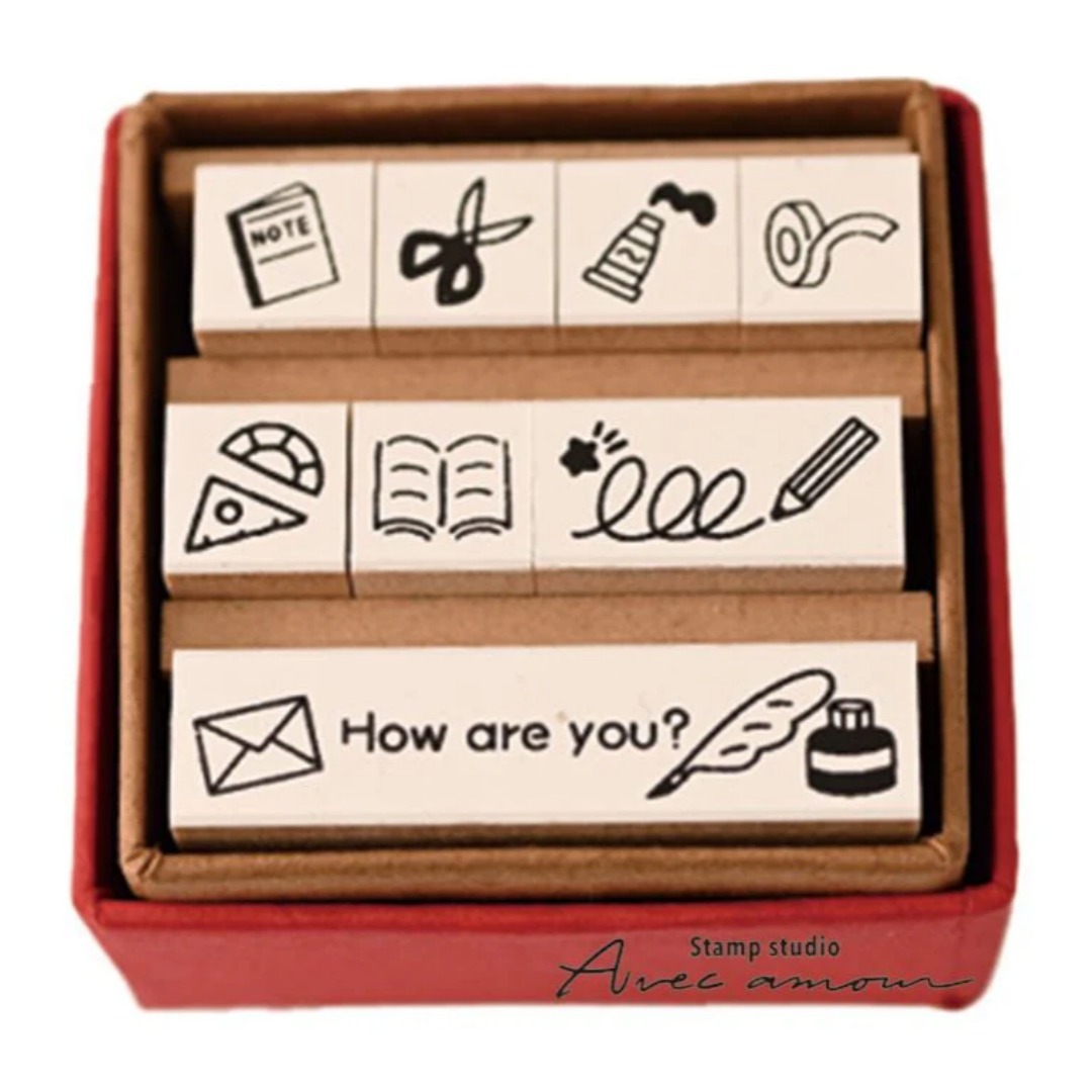 文具 迷你圖示 Petit Icon Stamp 8入｜印章工房 愛 日本