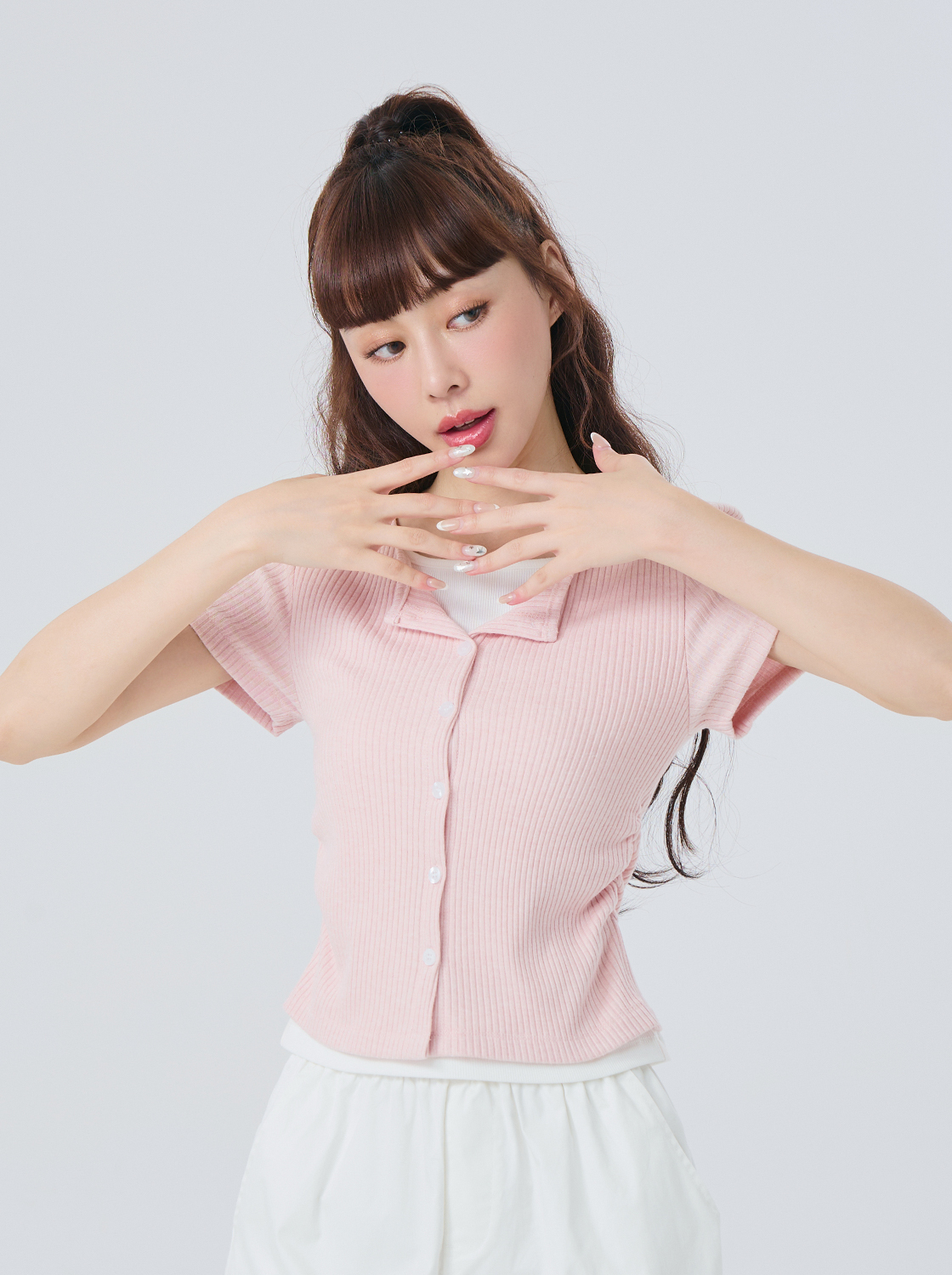 【期間限定】排扣層次短袖上衣