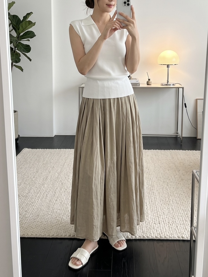 WW2672 Linen Shiring Flare SK