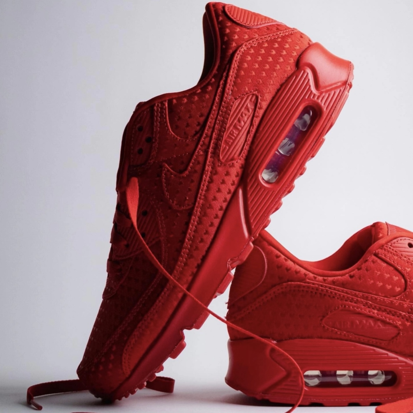 NIKE AIR MAX 90 情人節 大學紅 滿版愛心 麂皮 氣墊 休閒鞋 IB6606-600