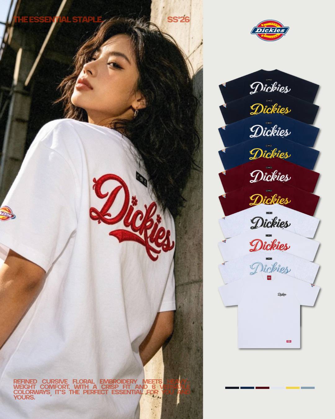 【逢甲FUZZY】DICKIES 草寫花卉 重磅純棉 刺繡Logo 短T DKU262NKT597