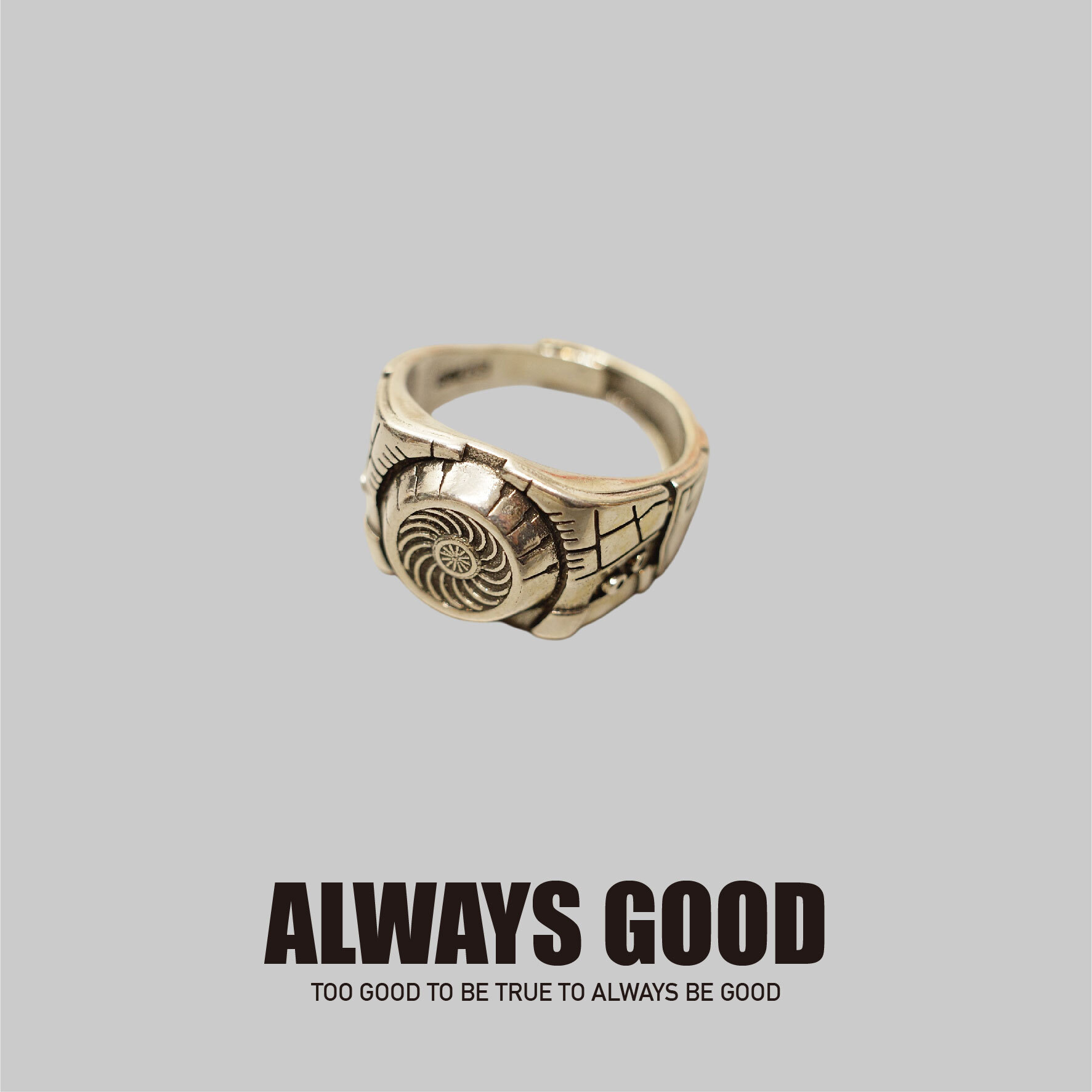 『Always_Good』機甲引擎 銅鍍銀 戒指