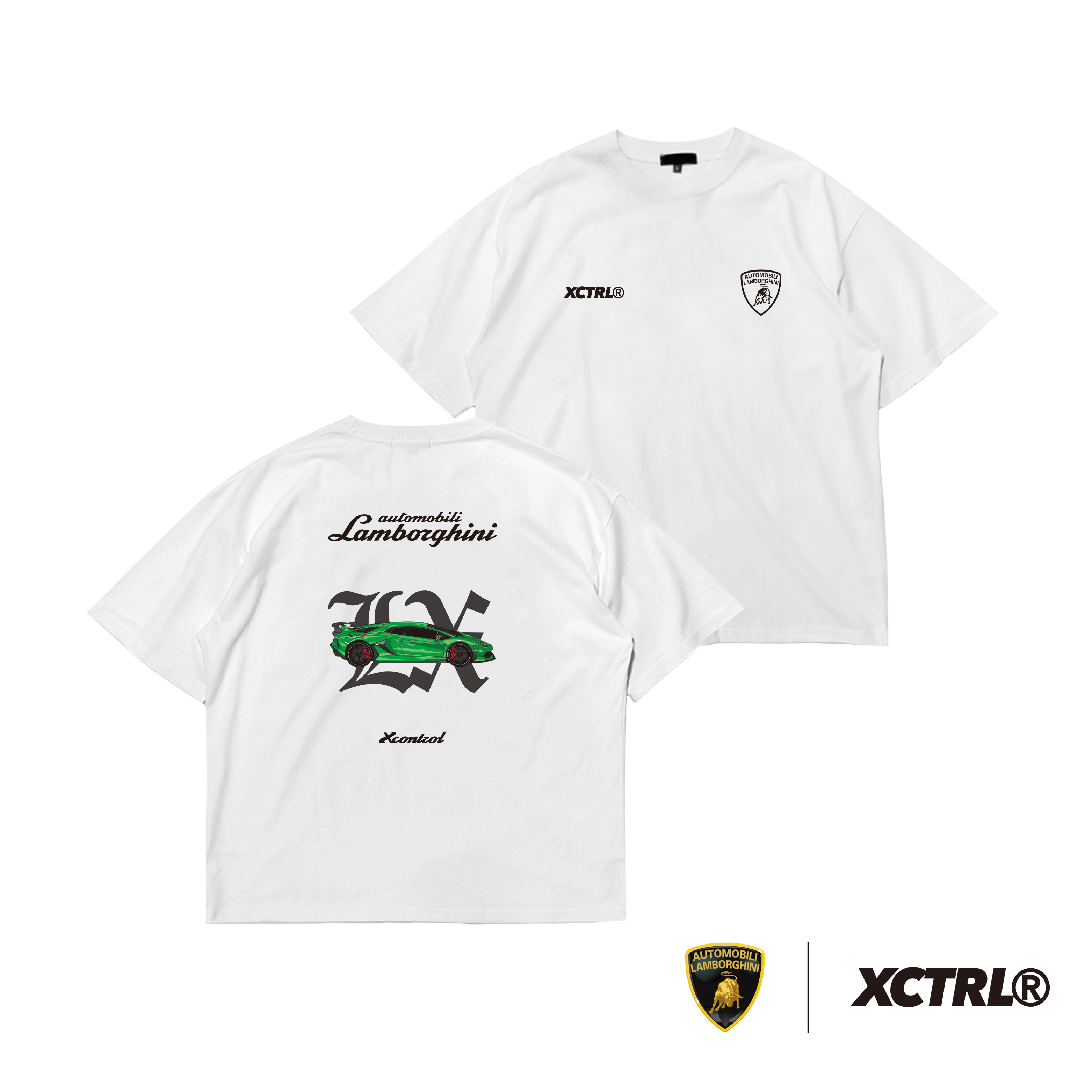 XCTRL®┃Lamborghini 歌德字SVJ寬版短T-白┃熱燙印 重磅