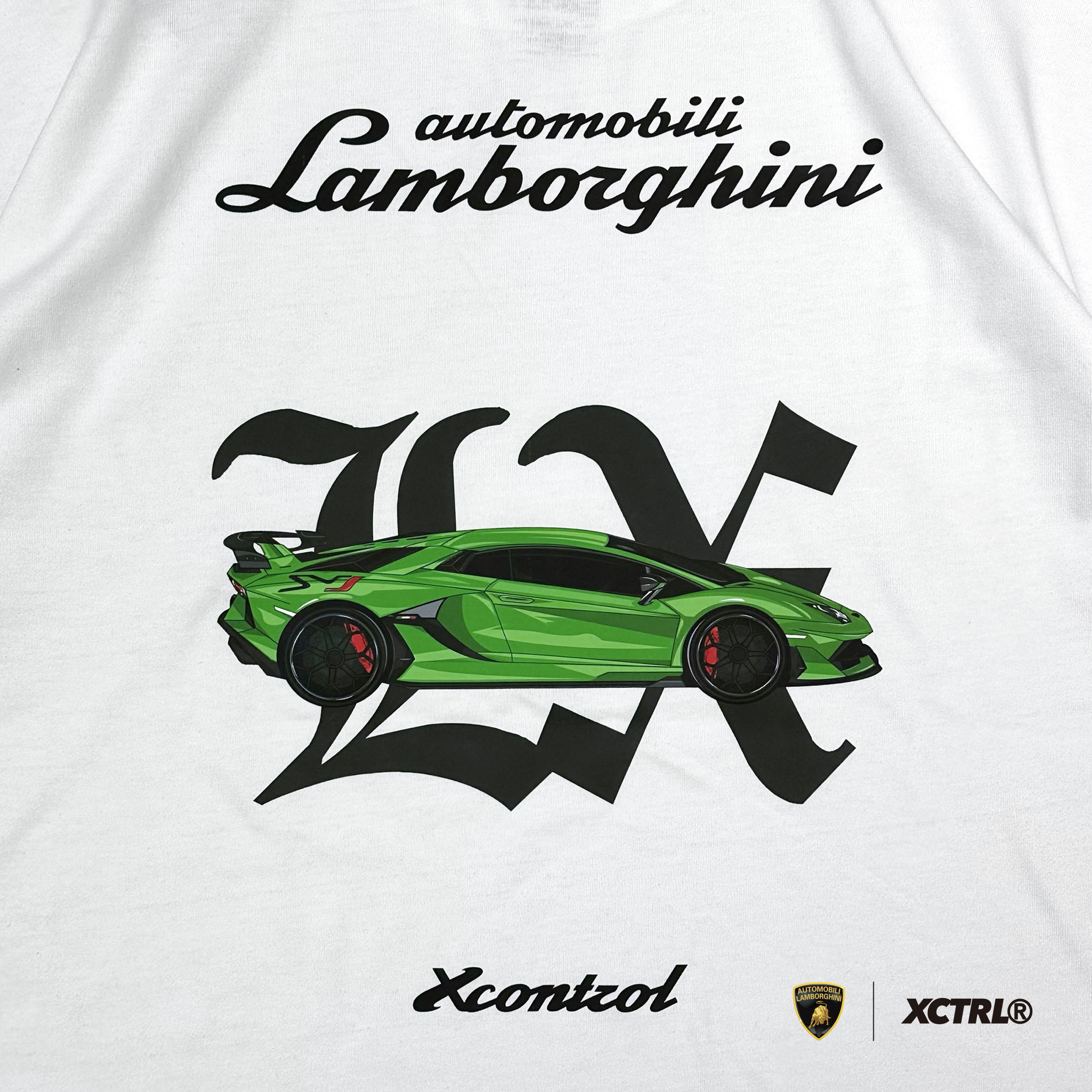 XCTRL®┃Lamborghini 歌德字SVJ寬版短T-白┃熱燙印 重磅