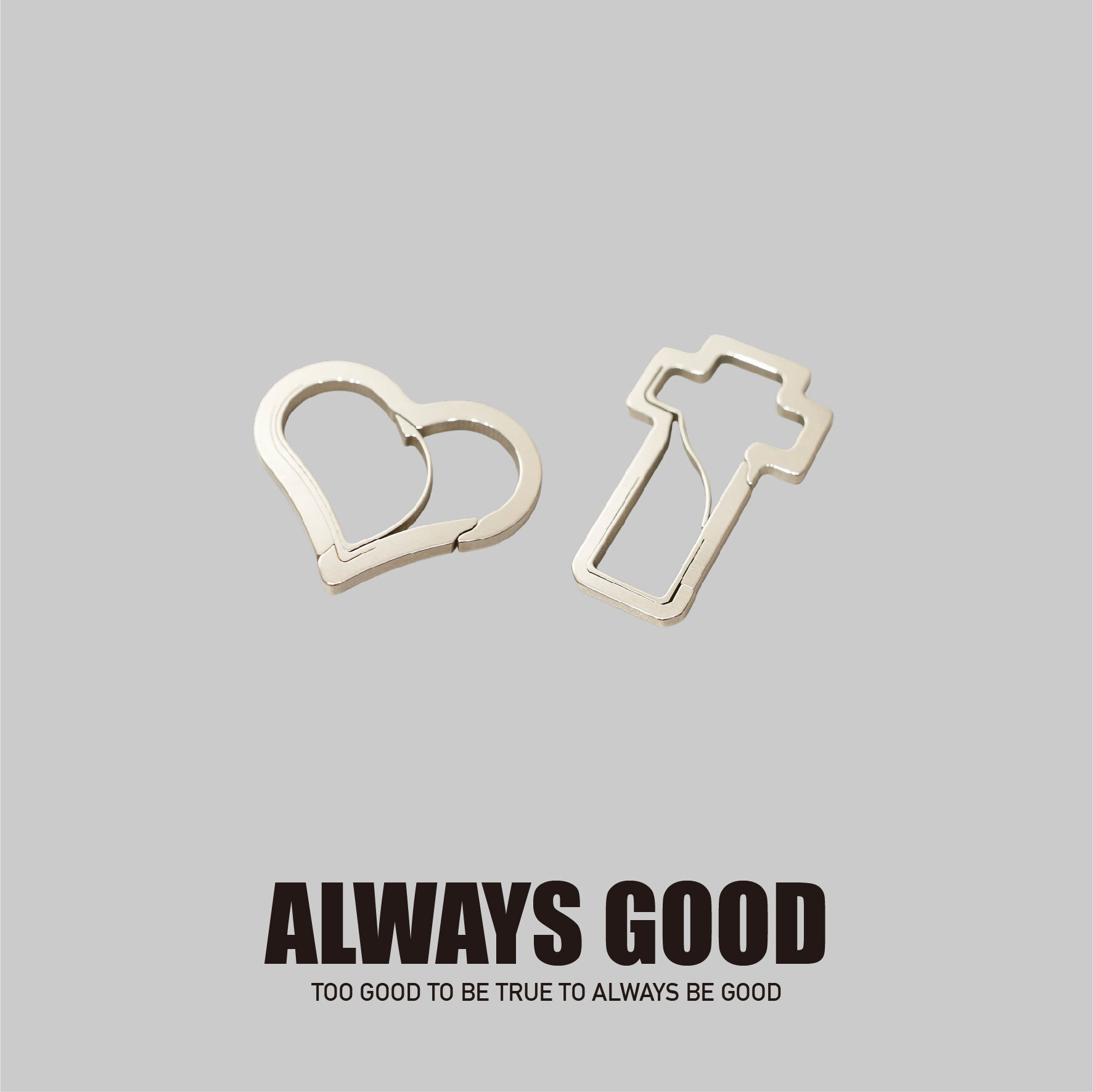 『Always_Good』不鏽鋼 解構 愛心/十字架 鑰匙圈