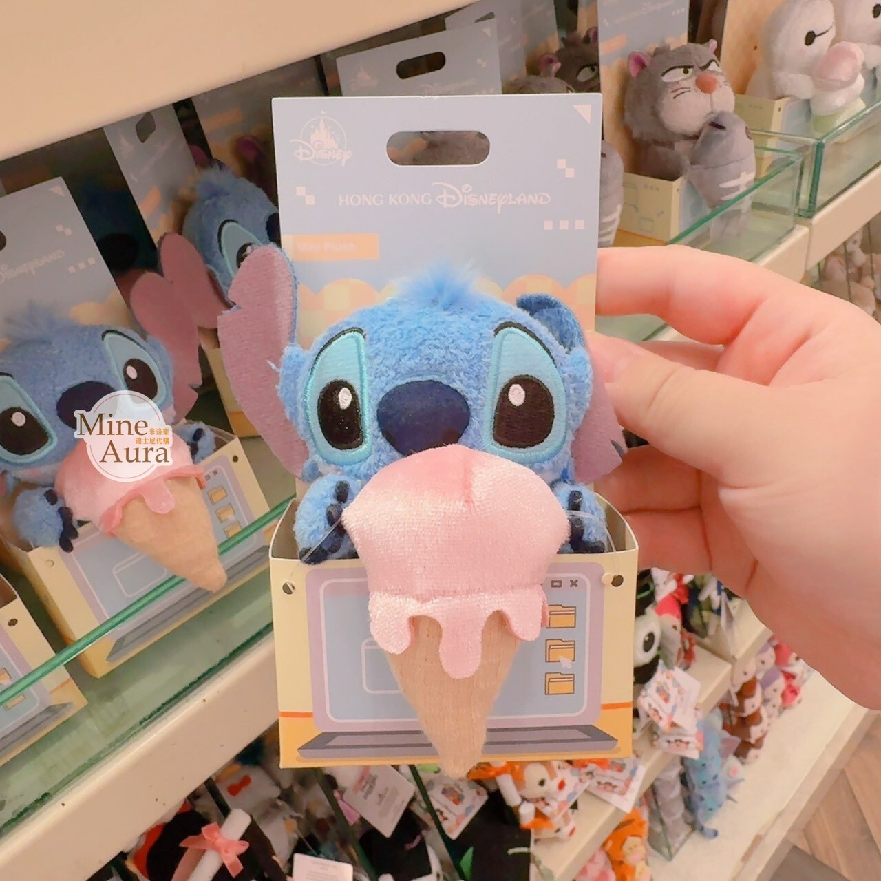 史迪奇 Stitch 抱冰淇淋 造型 螢幕掛飾 娃娃 玩偶  星際寶貝 Lilo & Stitch -香港迪士尼樂園