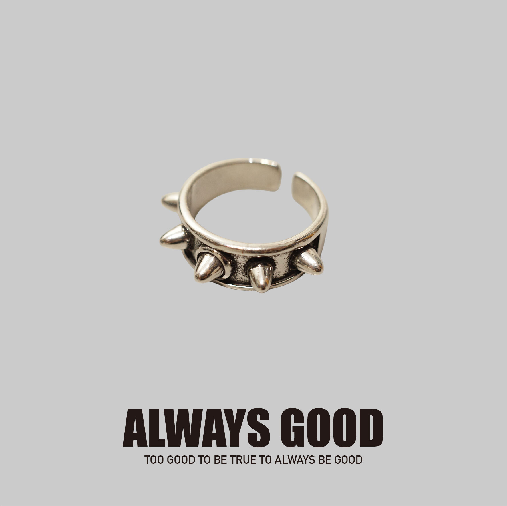 『Always_Good』鉚釘 尖刺 銅鍍銀 戒指