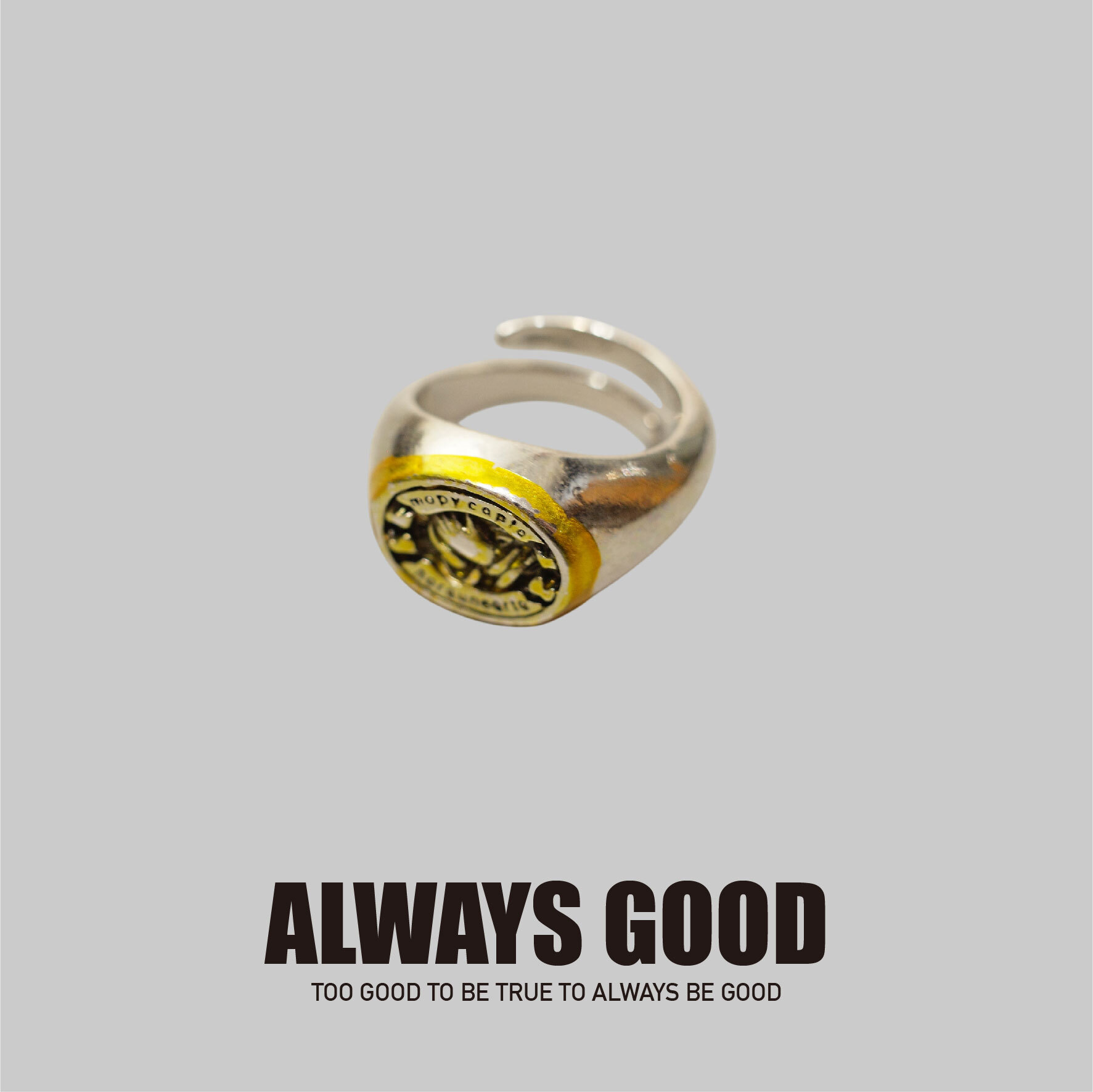 『Always_Good』手勢 銅鍍銀 戒指