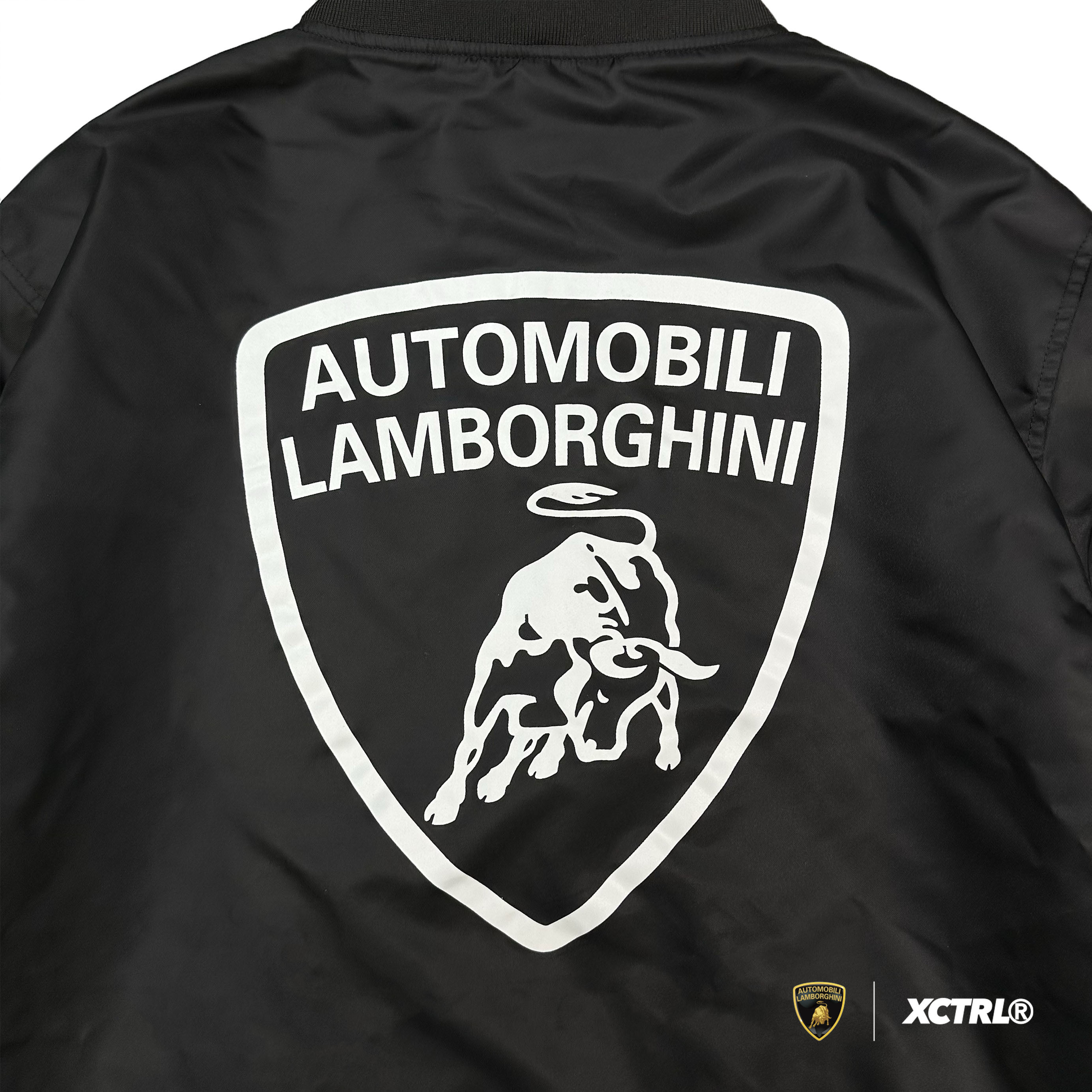 XCTRL®┃Lamborghini 標誌MA1連帽外套-黑┃鋪棉 可拆連帽