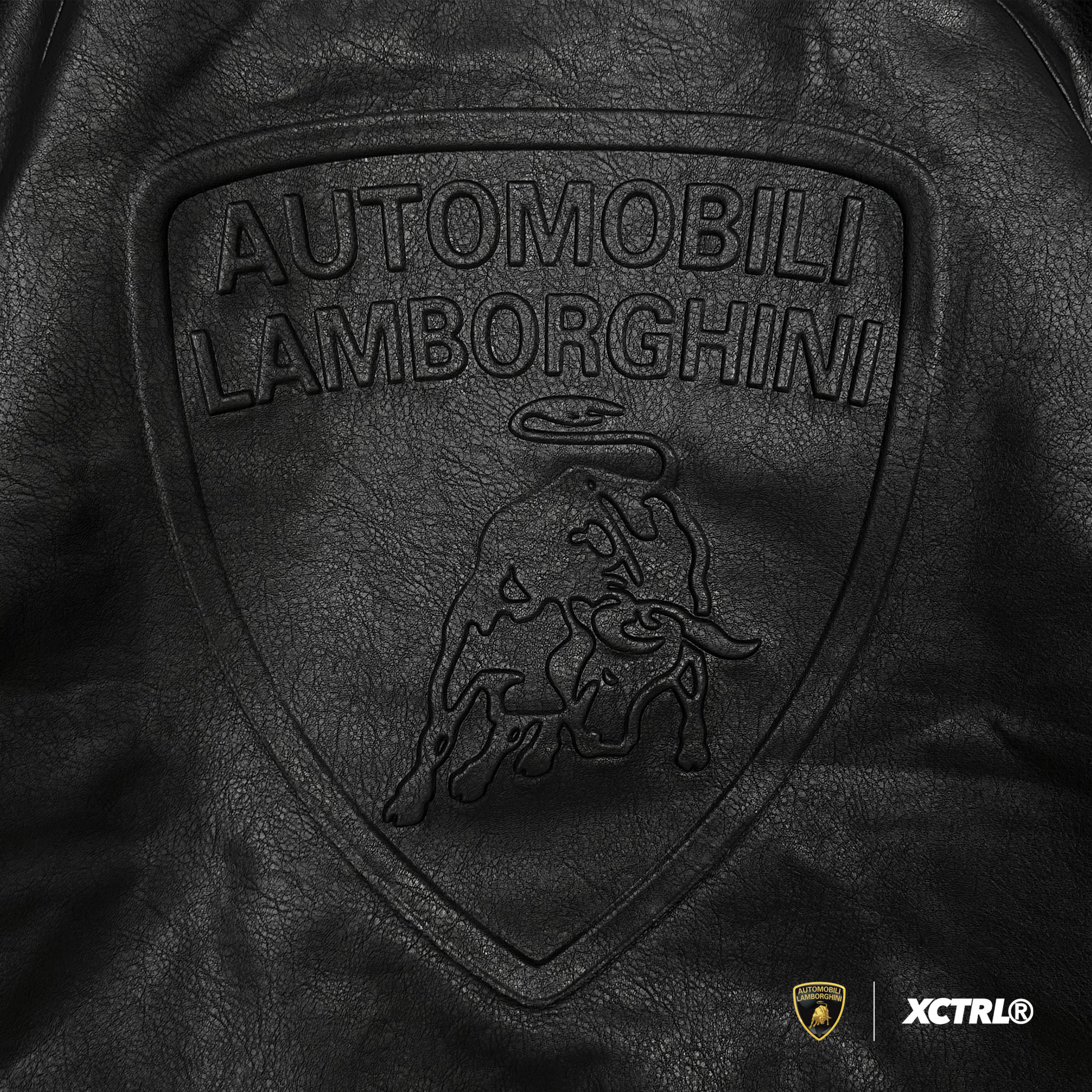 XCTRL®┃Lamborghini 聯名標誌皮外套-黑┃防潑水 鋼印