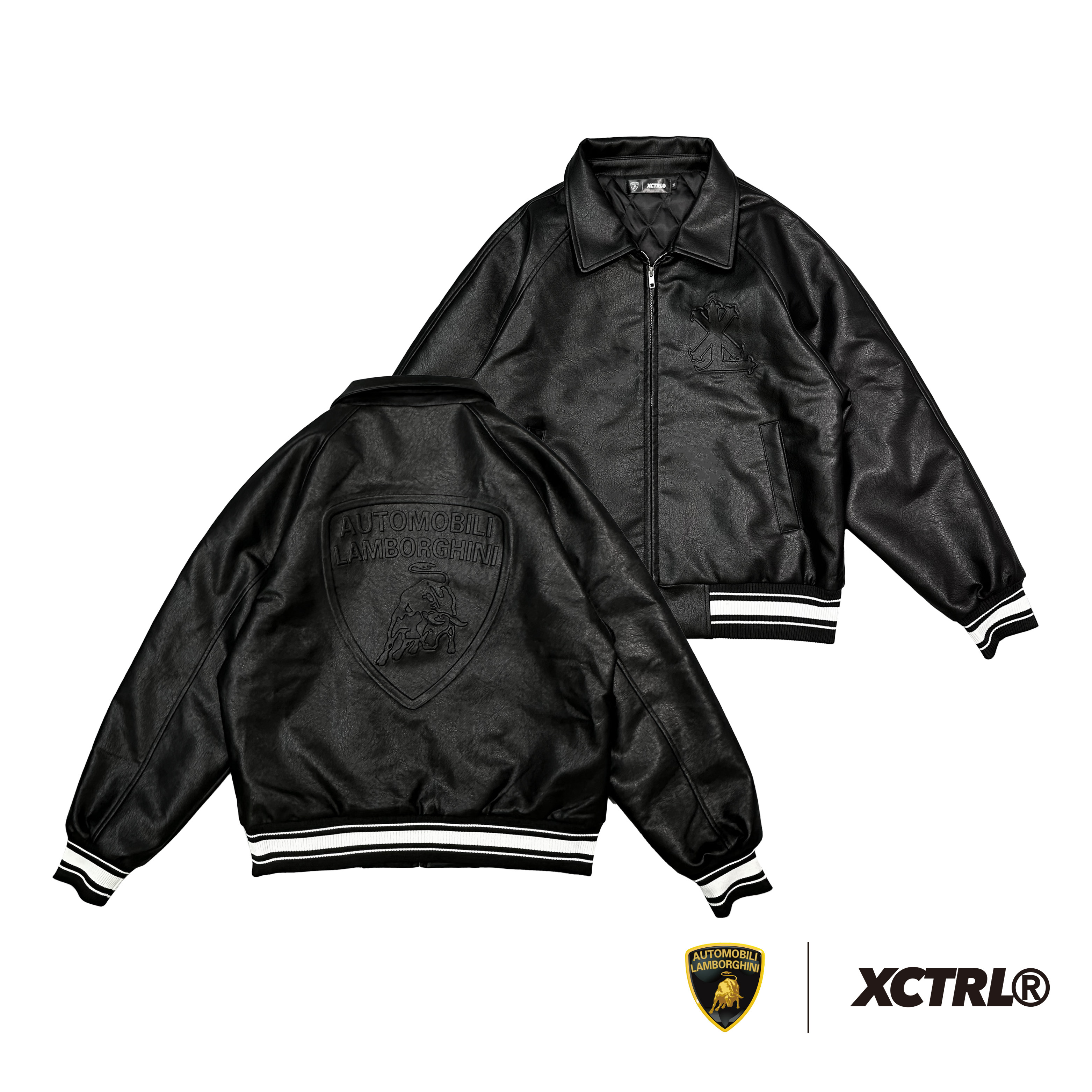 XCTRL®┃Lamborghini 聯名標誌皮外套-黑┃防潑水 鋼印