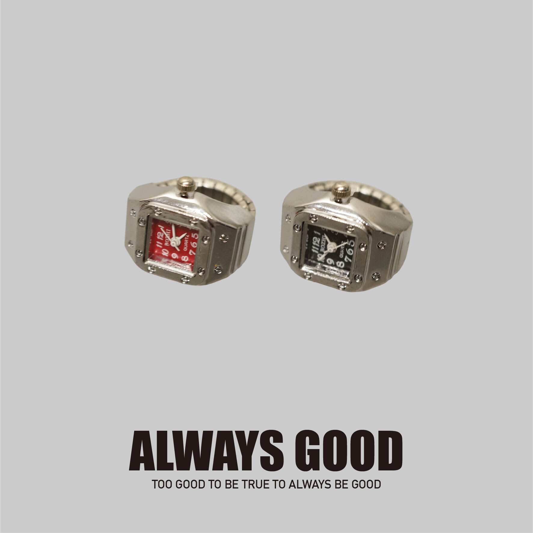 『Always_Good』方形 彈性戒圍 手錶 戒指