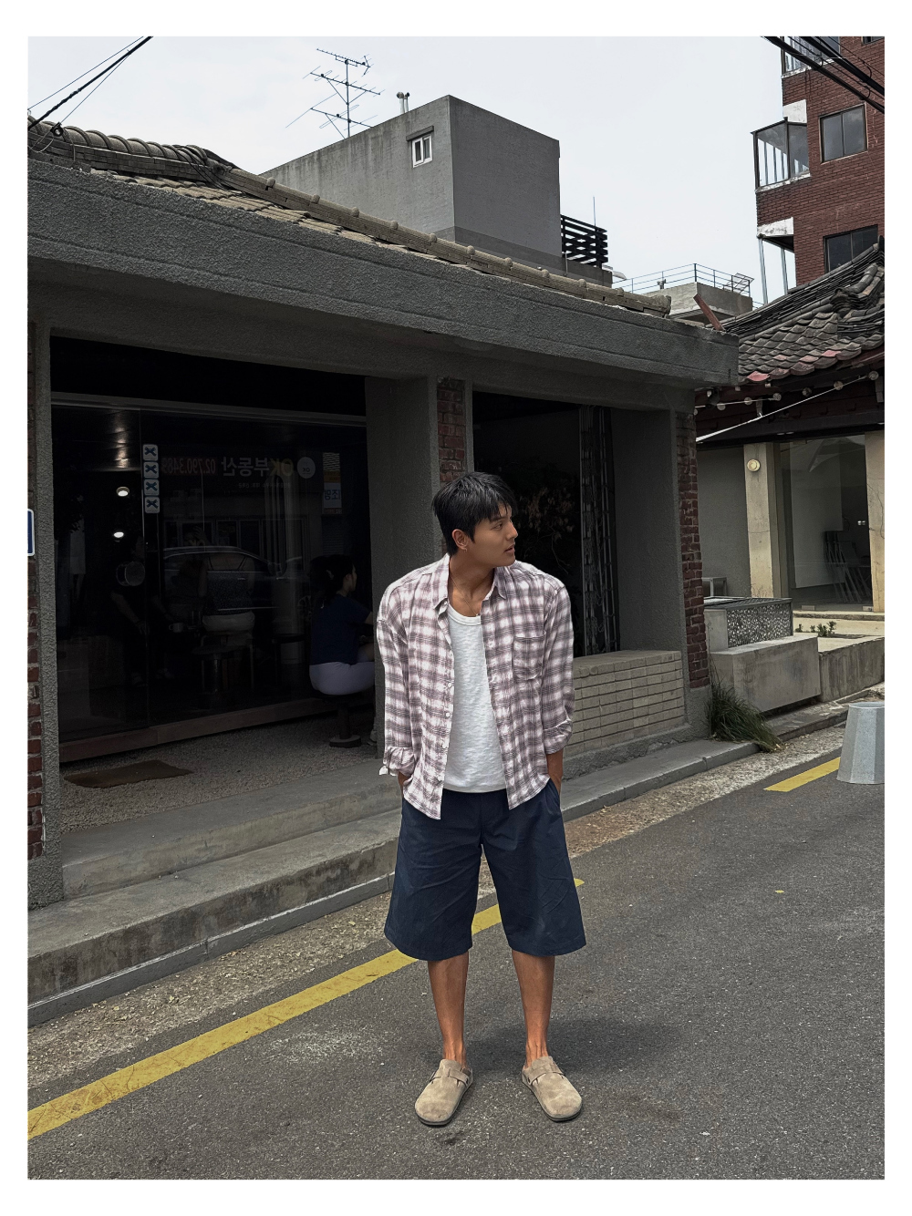 格紋休閒軟衫