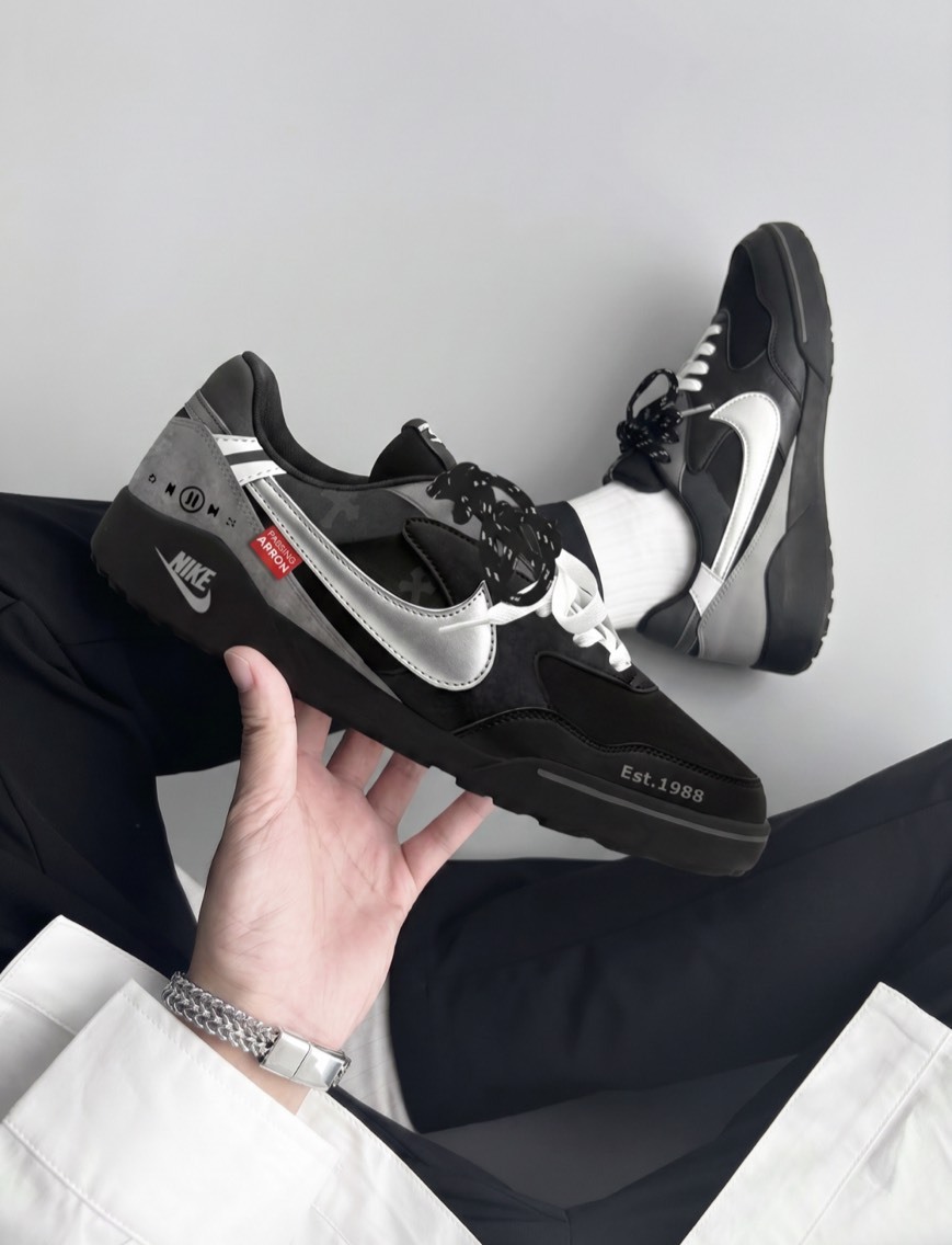 【訂製鞋款】 Nike Terra Manta 黑銀紀元 黑銀 十字架 雙鞋帶 休閒鞋 HQ4502-001(Team177-黑銀紀元)