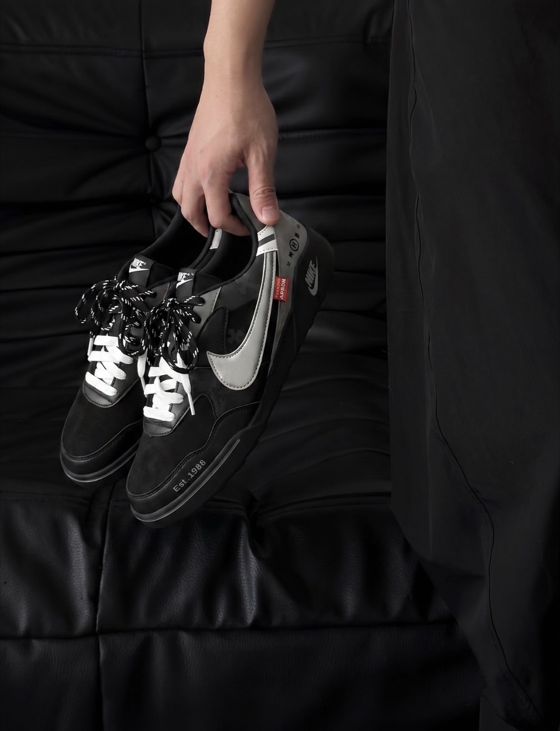 【訂製鞋款】 Nike Terra Manta 黑銀紀元 黑銀 十字架 雙鞋帶 休閒鞋 HQ4502-001(Team177-黑銀紀元)