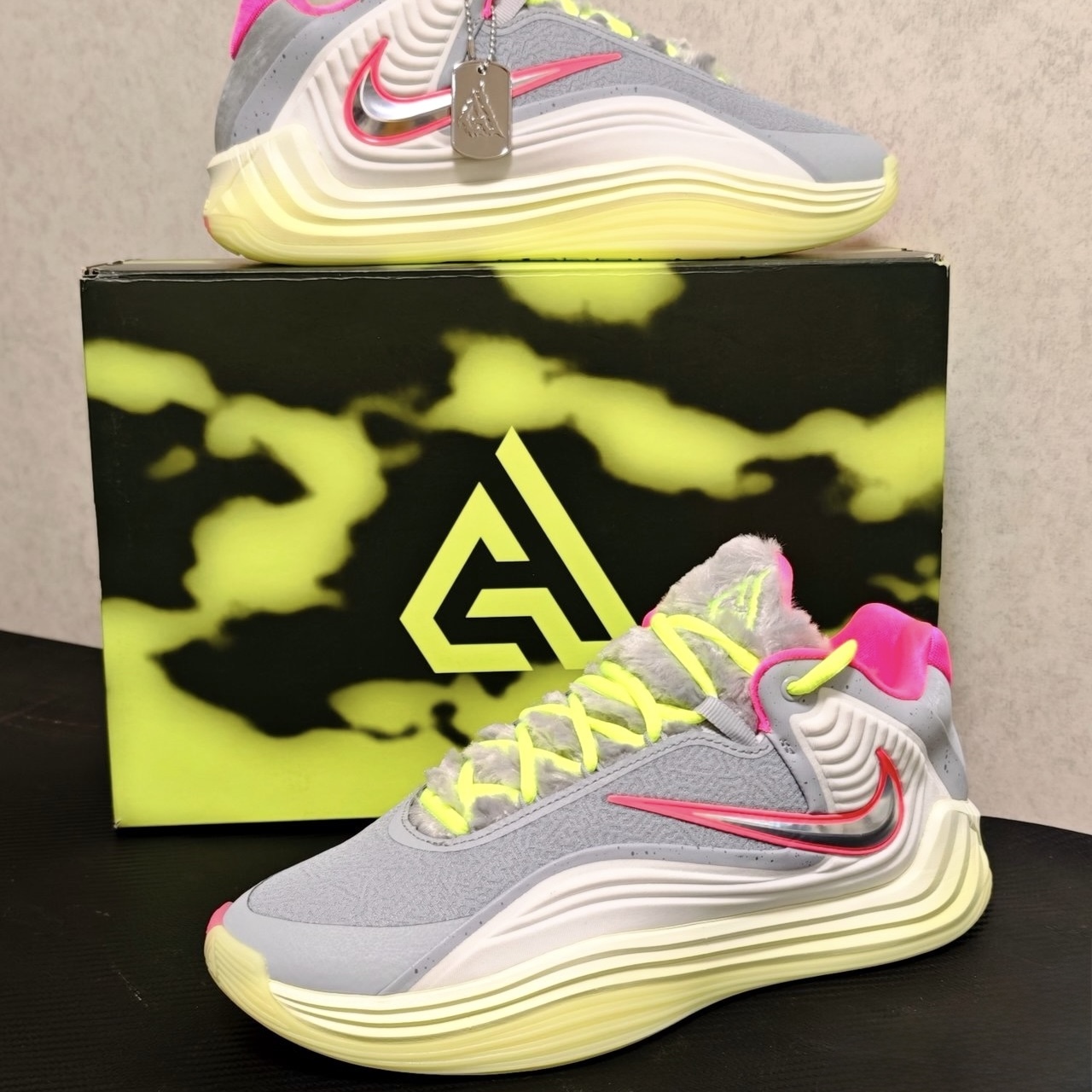NIKE GIANNIS FREAK 7 灰粉 螢光綠 絨毛 籃球鞋 銀鉤 男鞋 IM5840-001
