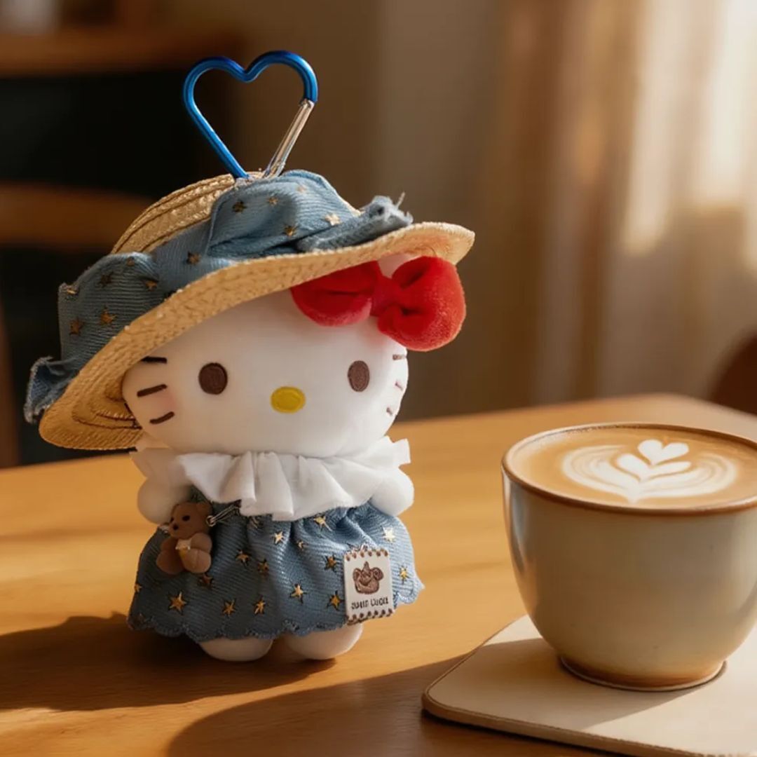 Hello Kitty Sanrio 4吋毛絨公仔 鎖匙扣飾物(星星裙)