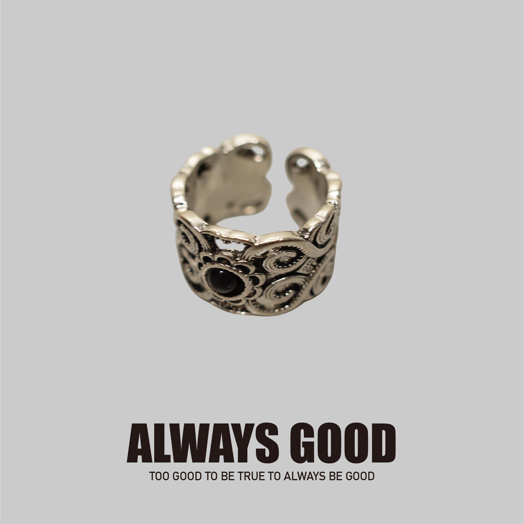 『Always_Good』寶石 圖騰 雕刻 鈦鋼 戒指