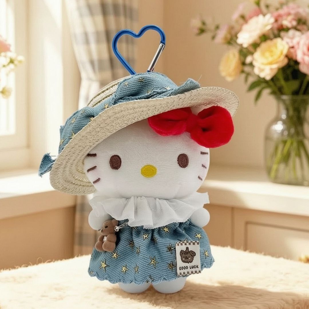 Hello Kitty Sanrio 4吋毛絨公仔 鎖匙扣飾物(星星裙)