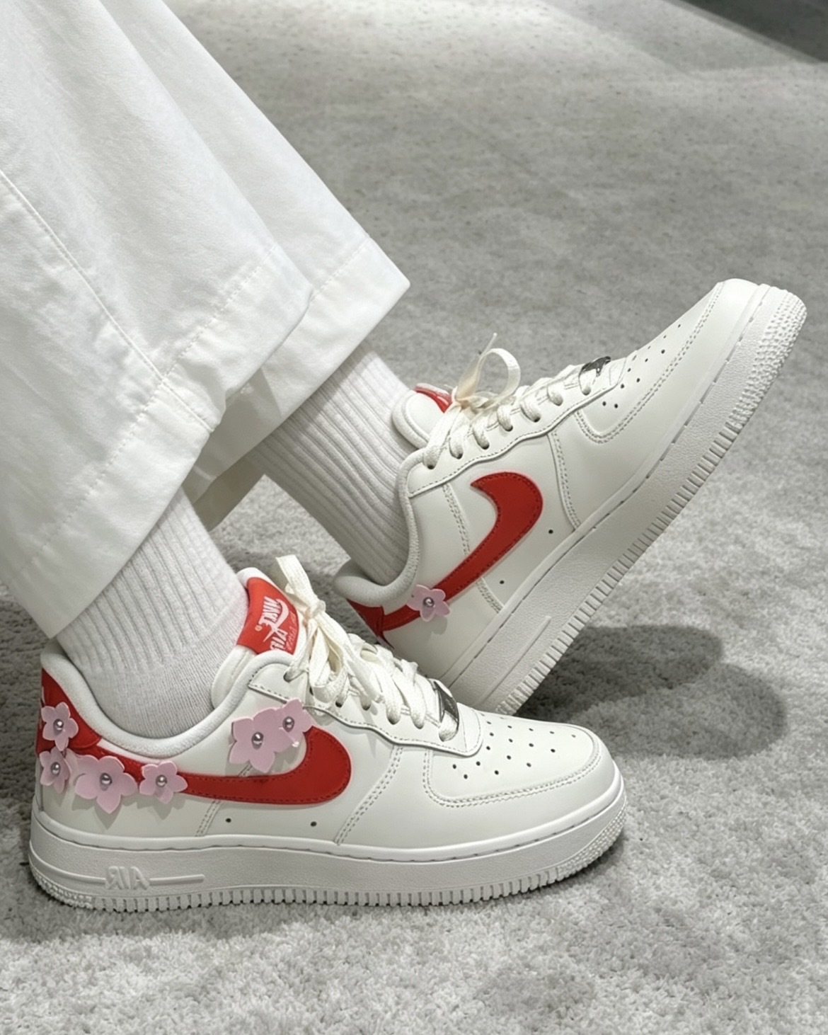 (預訂) Nike Air Force 1 Low - White Red Swoosh Flower
