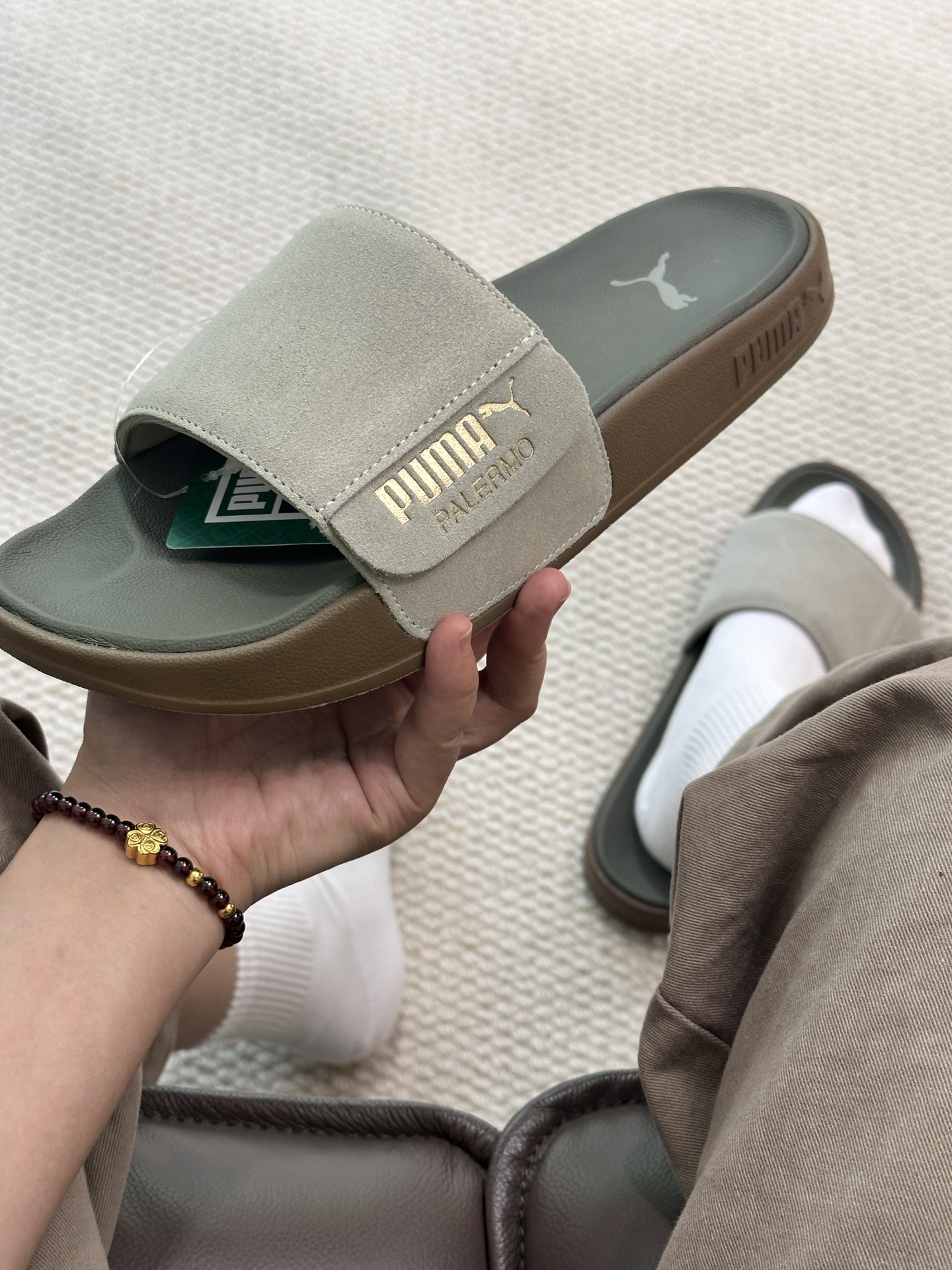 代購-PUMA Leadcat 2.0 灰綠 一字拖鞋 男女同款