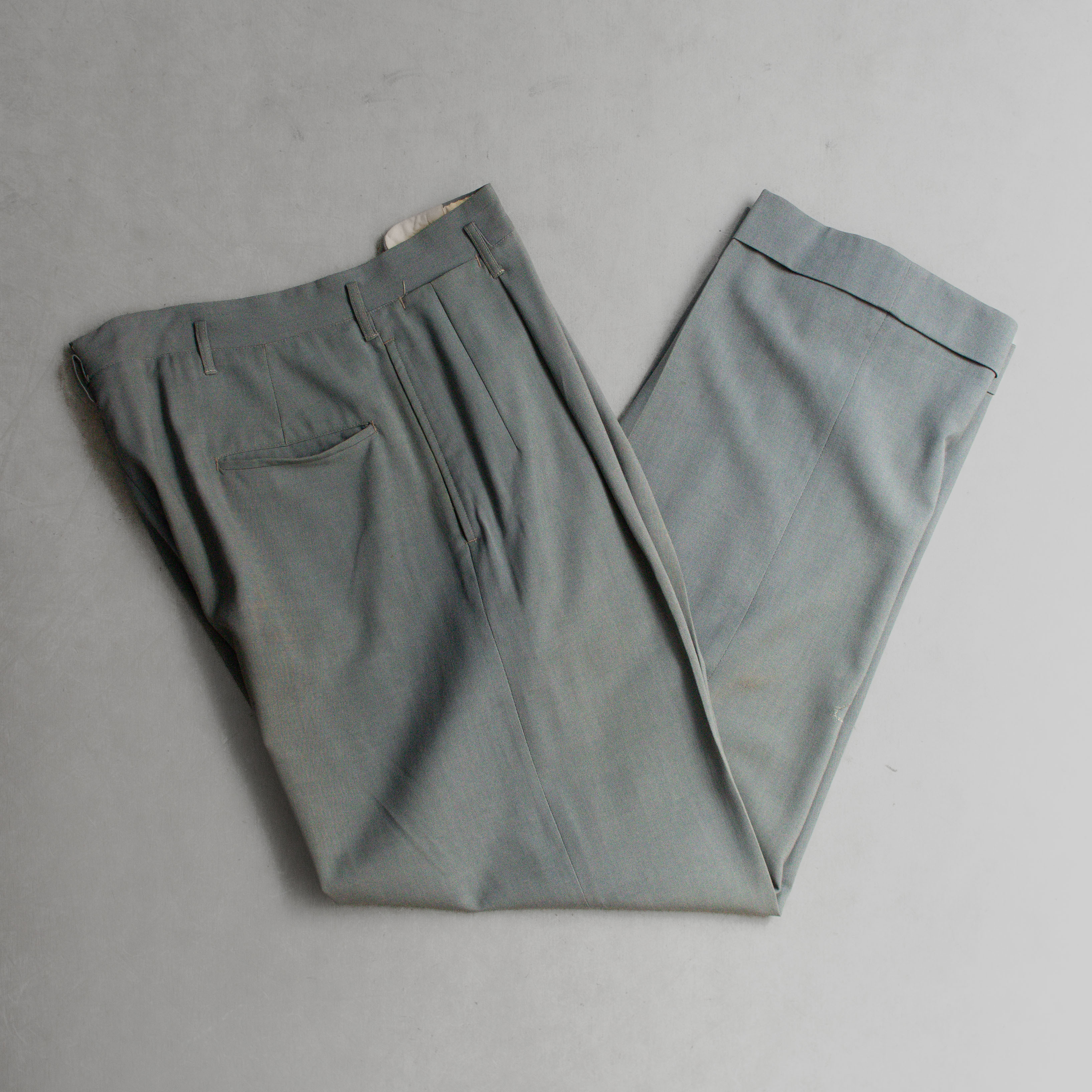 40-50S VINTAGE RAYON SLACKS 美國 灰色 嫘縈 人造絲 直筒 西裝 長褲