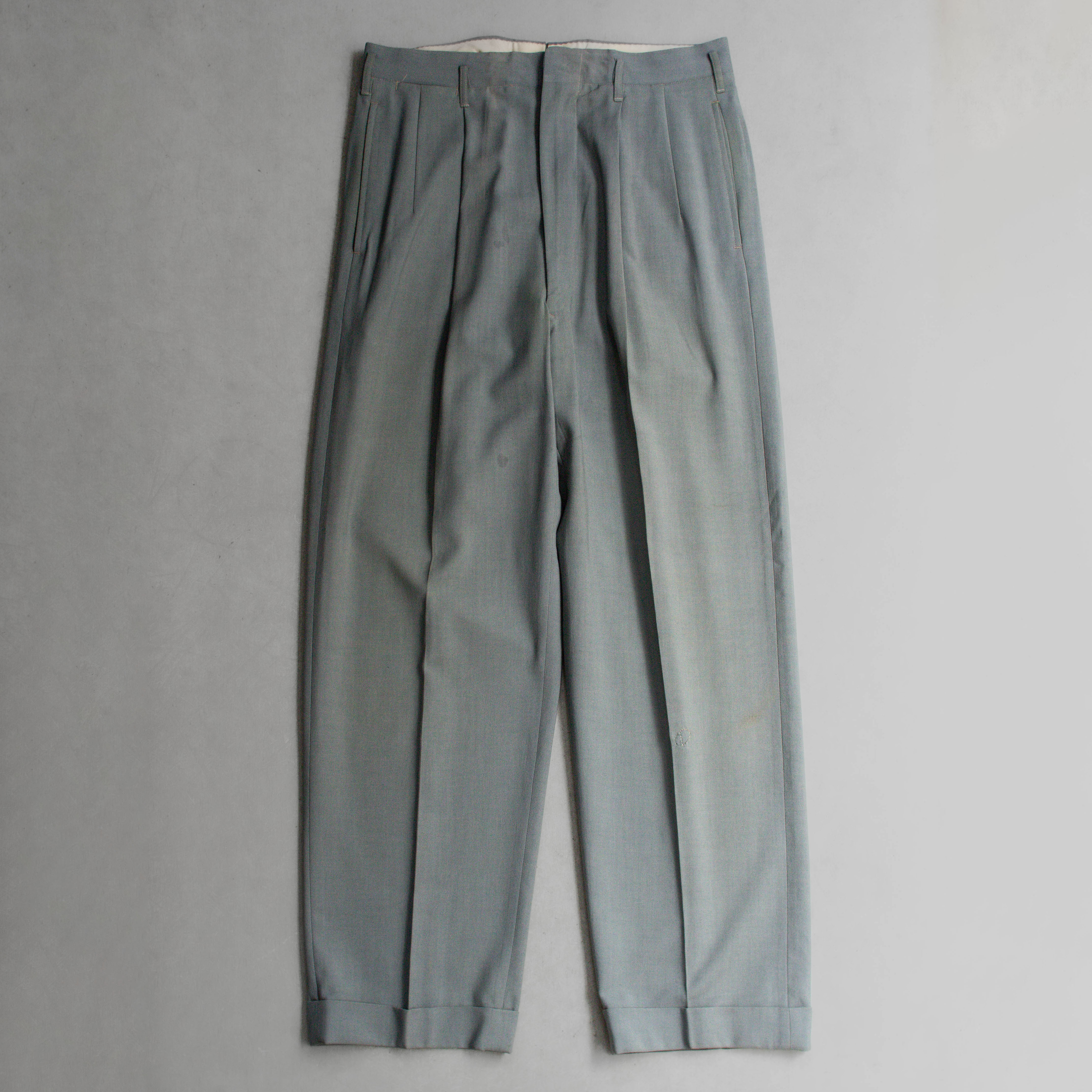 40-50S VINTAGE RAYON SLACKS 美國 灰色 嫘縈 人造絲 直筒 西裝 長褲