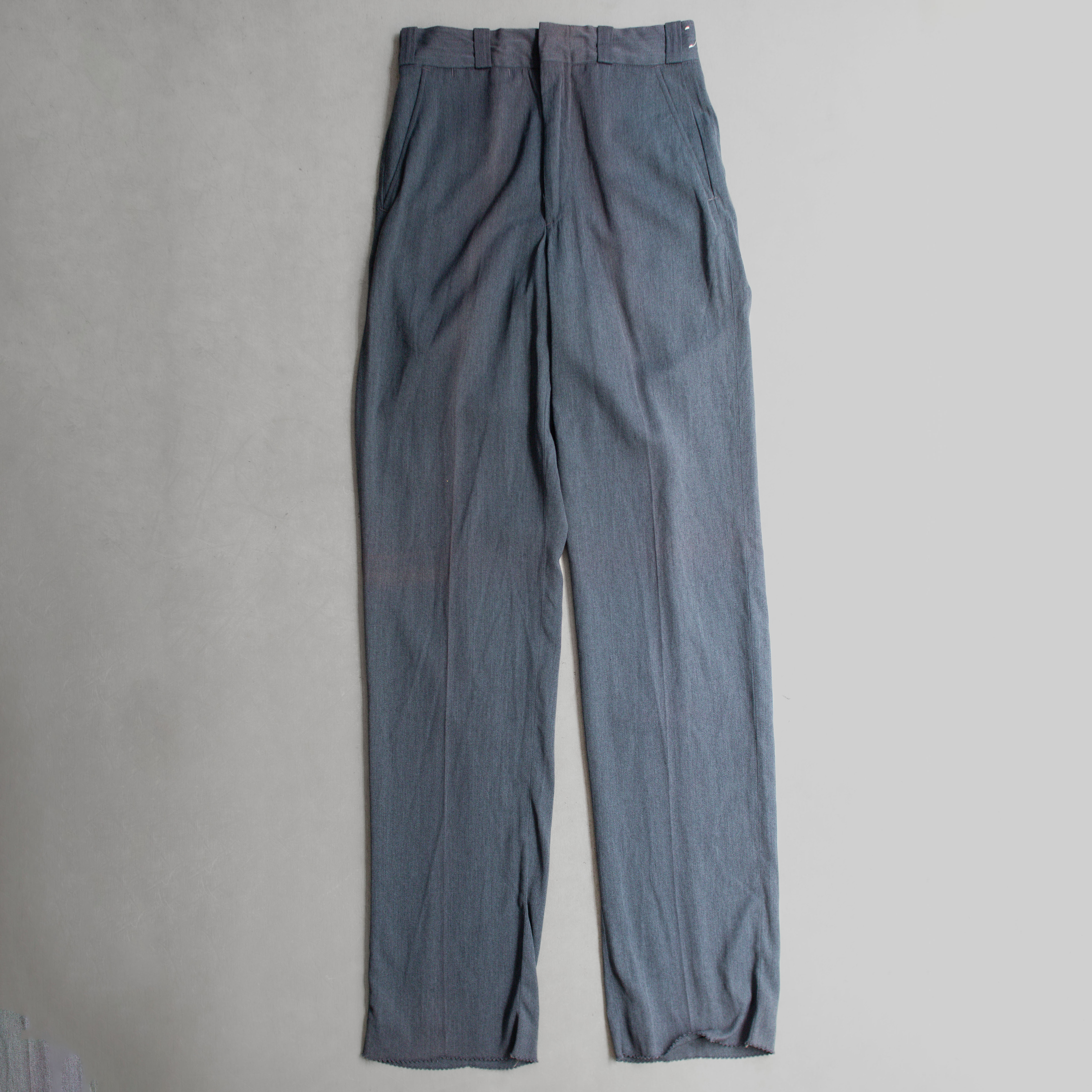 40S VINTAGE RAYON SLACKS 美國製 庫存品 嫘縈 藍灰 直筒 西裝 長褲