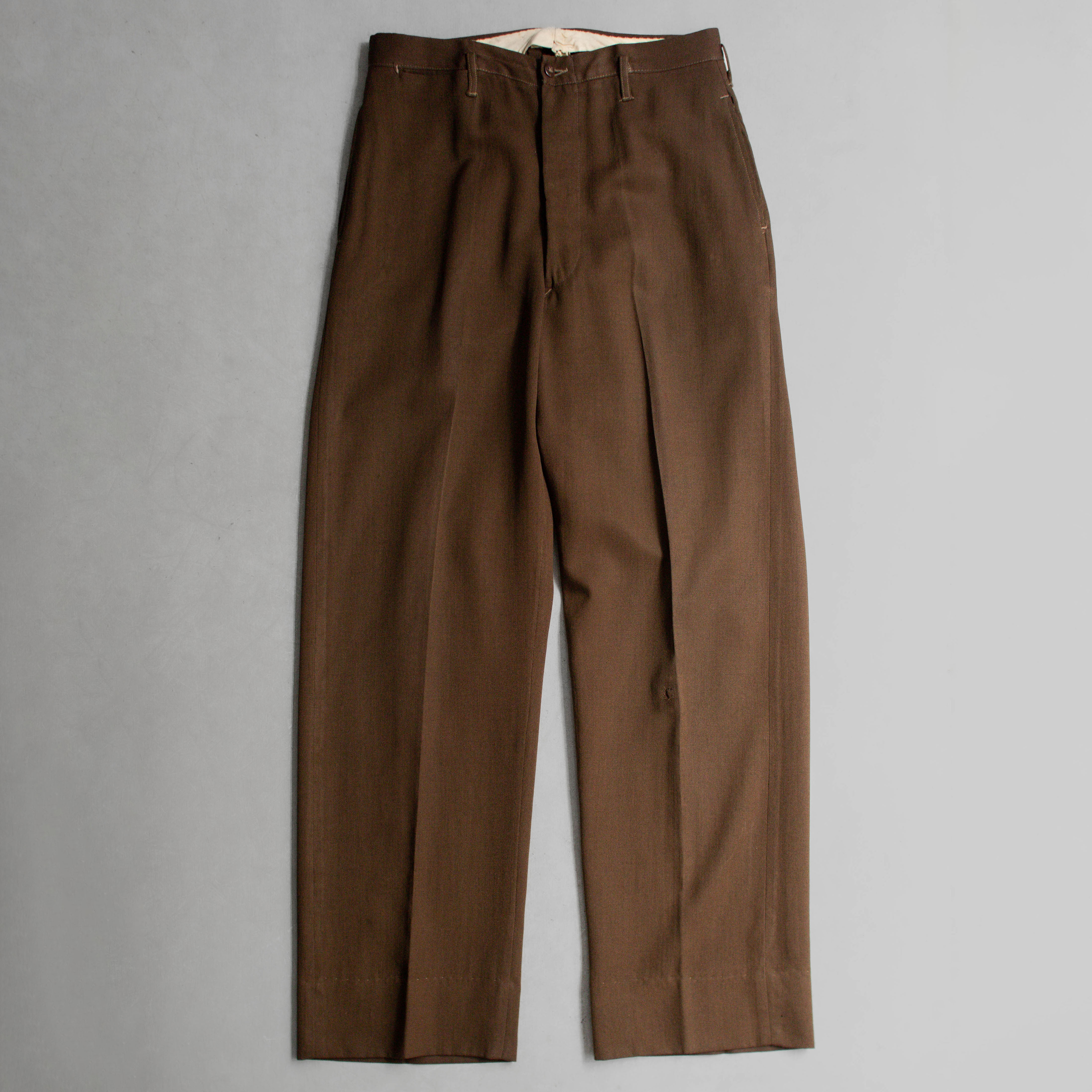 50S VINTAGE RAYON SLACKS 美國 棕色 嫘縈 直筒 西裝 長褲