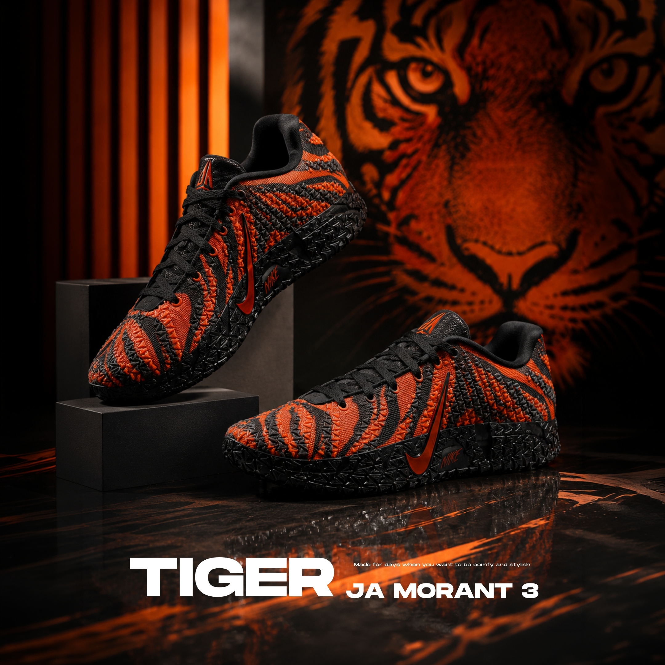 NICEDAY 代購 NIKE JA 3 ANIMAL PACK TIGER 黑橘 虎紋 莫蘭特 XDR 實戰 籃球鞋 IU6794-800