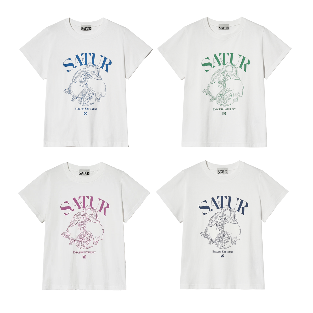 【22】SATUR Women's Capri Citron Drawing Summer Graphic T-shirt 象牙白 - (2個尺碼 / 4色選擇)