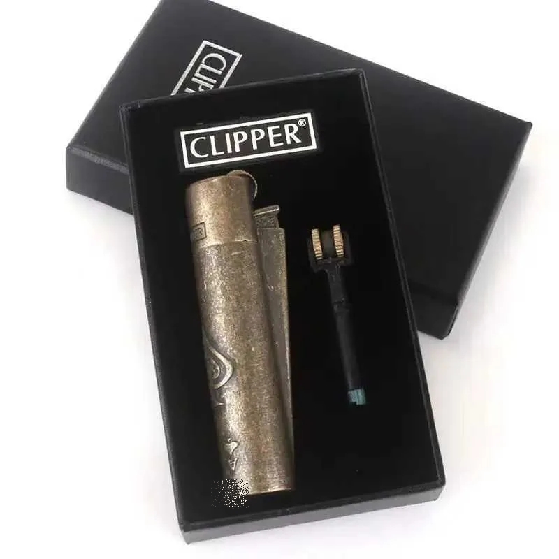 【Clipper】CP11、青銅紋黑桃A、充氣式砂輪打火機