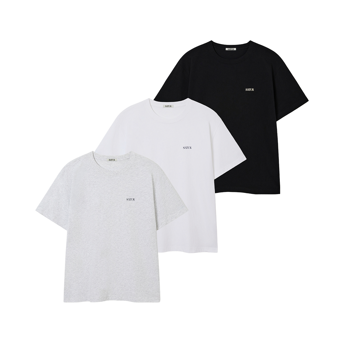 【25】SATUR Essential T-Shirt (3-Pack) (白+灰+黑) - (6個尺碼)