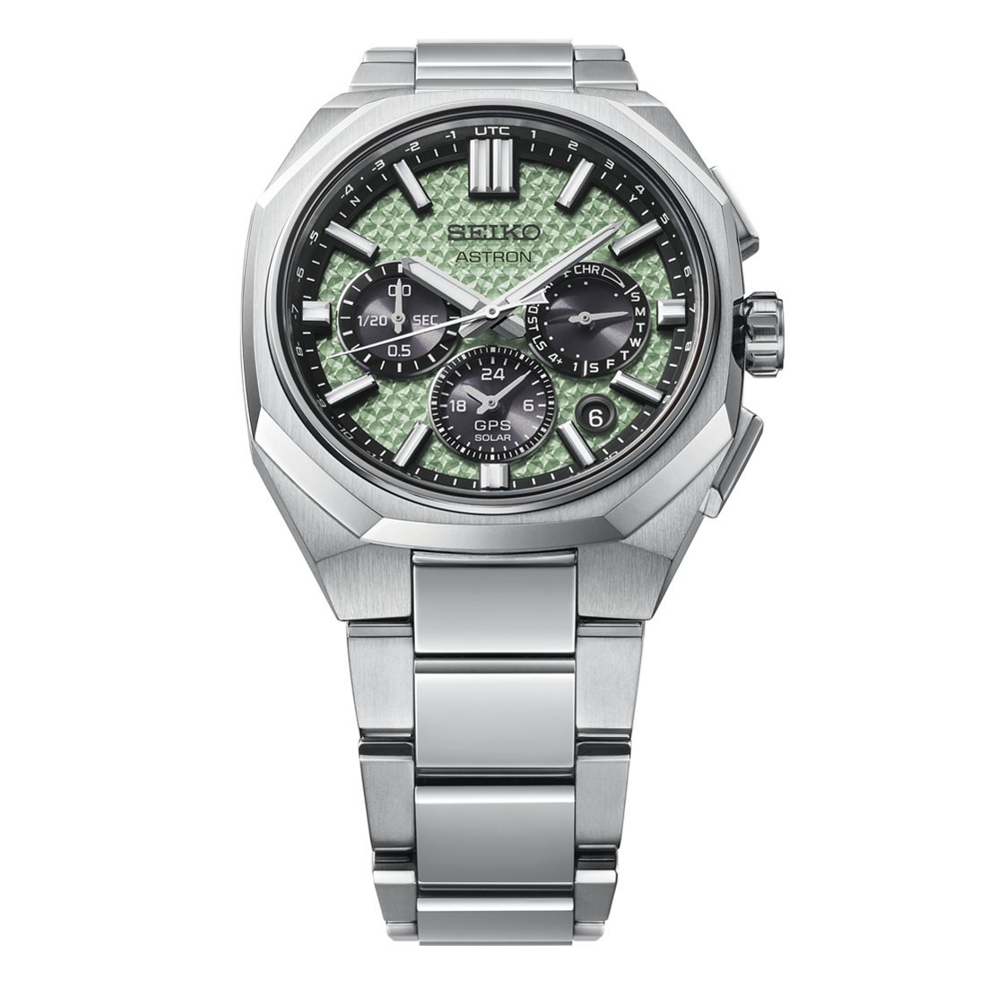 萬年鐘錶 - SEIKO ASTRON 太陽能GPS定位水晶綠面鈦金屬雙時區男錶 HAB005J1 / 5X63-0AD0G 錶徑43.4MM