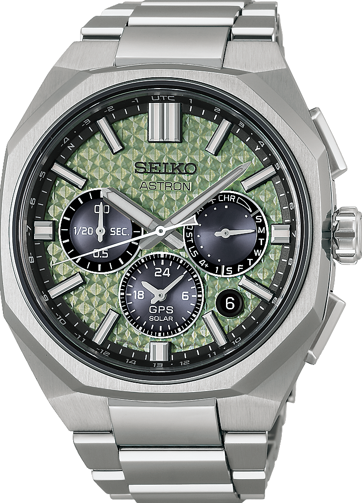 萬年鐘錶 - SEIKO ASTRON 太陽能GPS定位水晶綠面鈦金屬雙時區男錶 HAB005J1 / 5X63-0AD0G 錶徑43.4MM