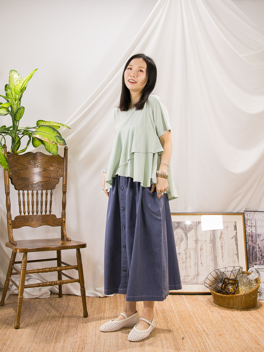【SUMMER SALE 】下擺不規則 DOUBLE LAYER．COTTON料TOP【不設退換】