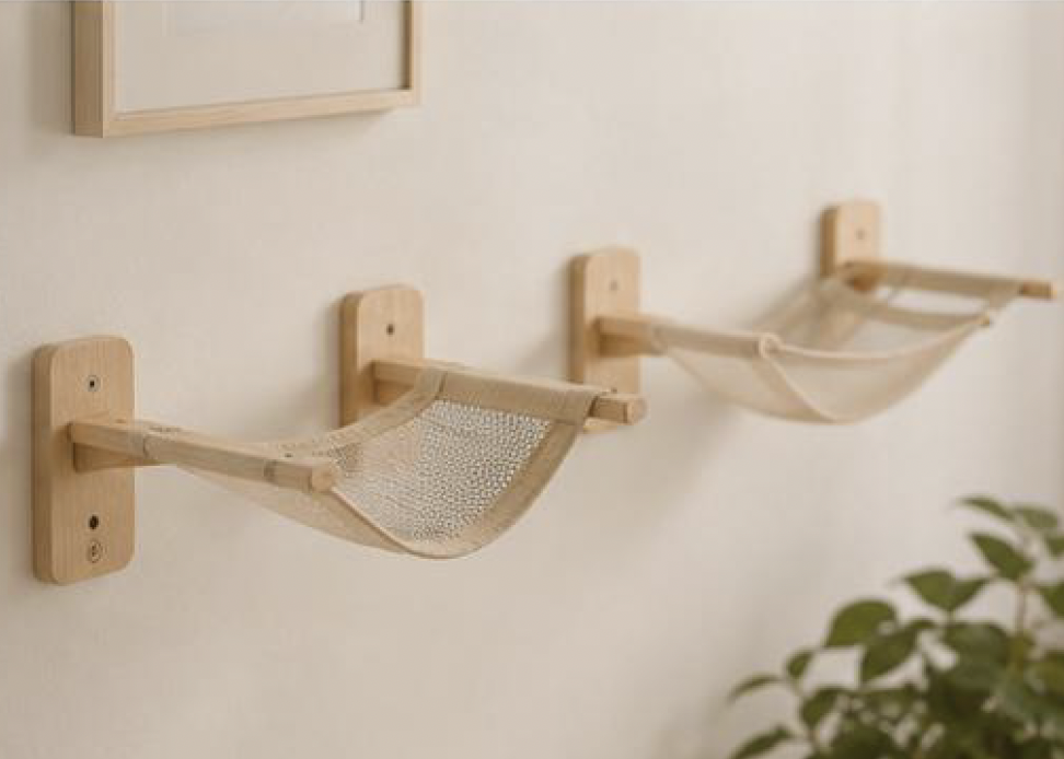 Mesh-Safe Perch System for Cats