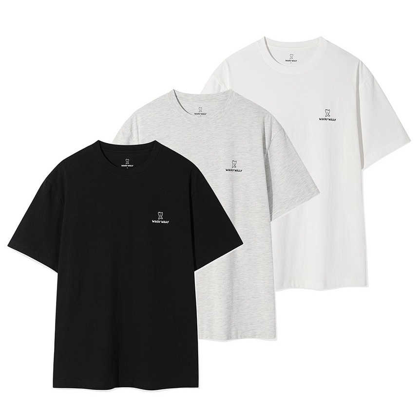 【2】Wacky Willy Signature T-shirt (3-Pack) (黑+白+灰) (3個尺碼)