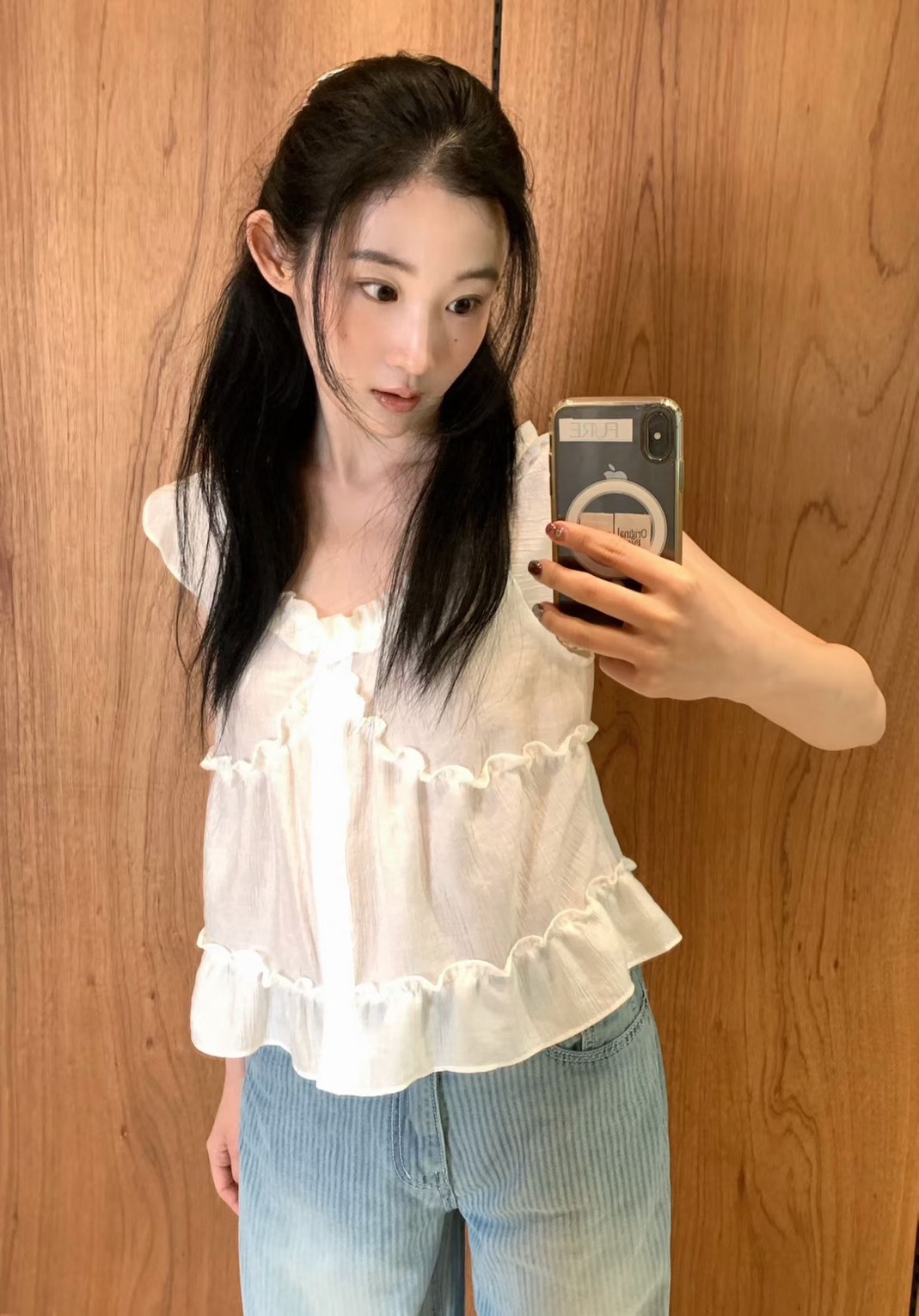 車捲邊低領襯衫