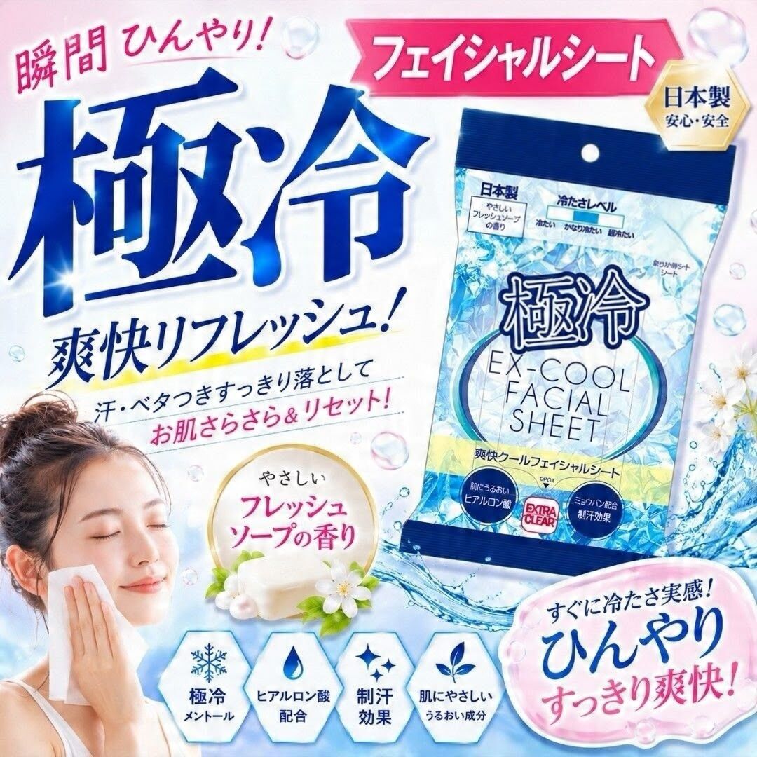日本🇯🇵極冷EX-COOL冰感臉部保濕片(一包50張)
