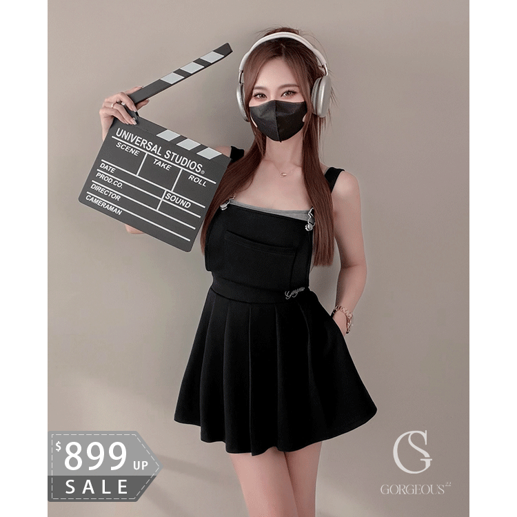 G9865 「裸肌太空′ 品牌吊帶裙」