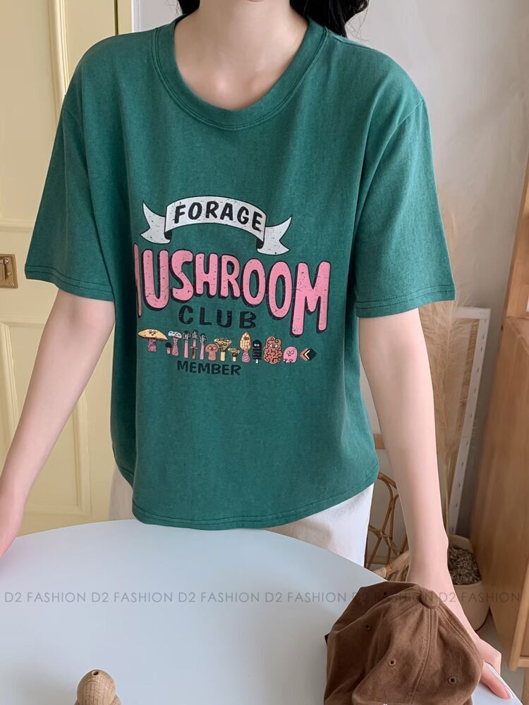 Mushroom洗水Tee #6835