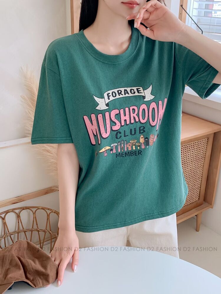Mushroom洗水Tee #6835