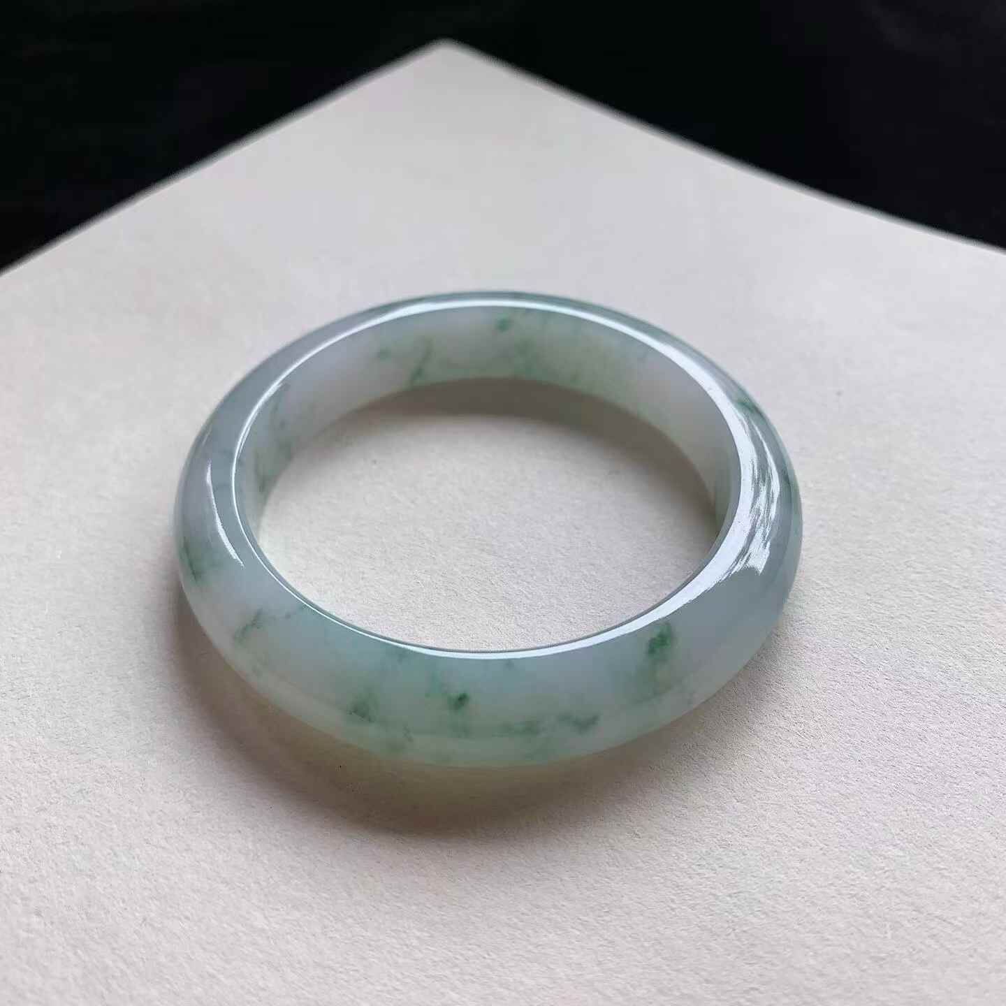 6172341 55.8mm冰飄花正圈翡翠手鐲 (54-56)
