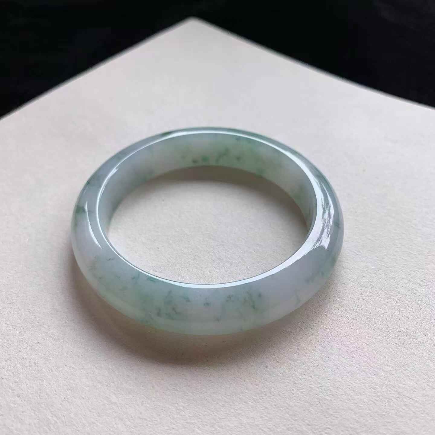 6172341 55.8mm冰飄花正圈翡翠手鐲 (54-56)