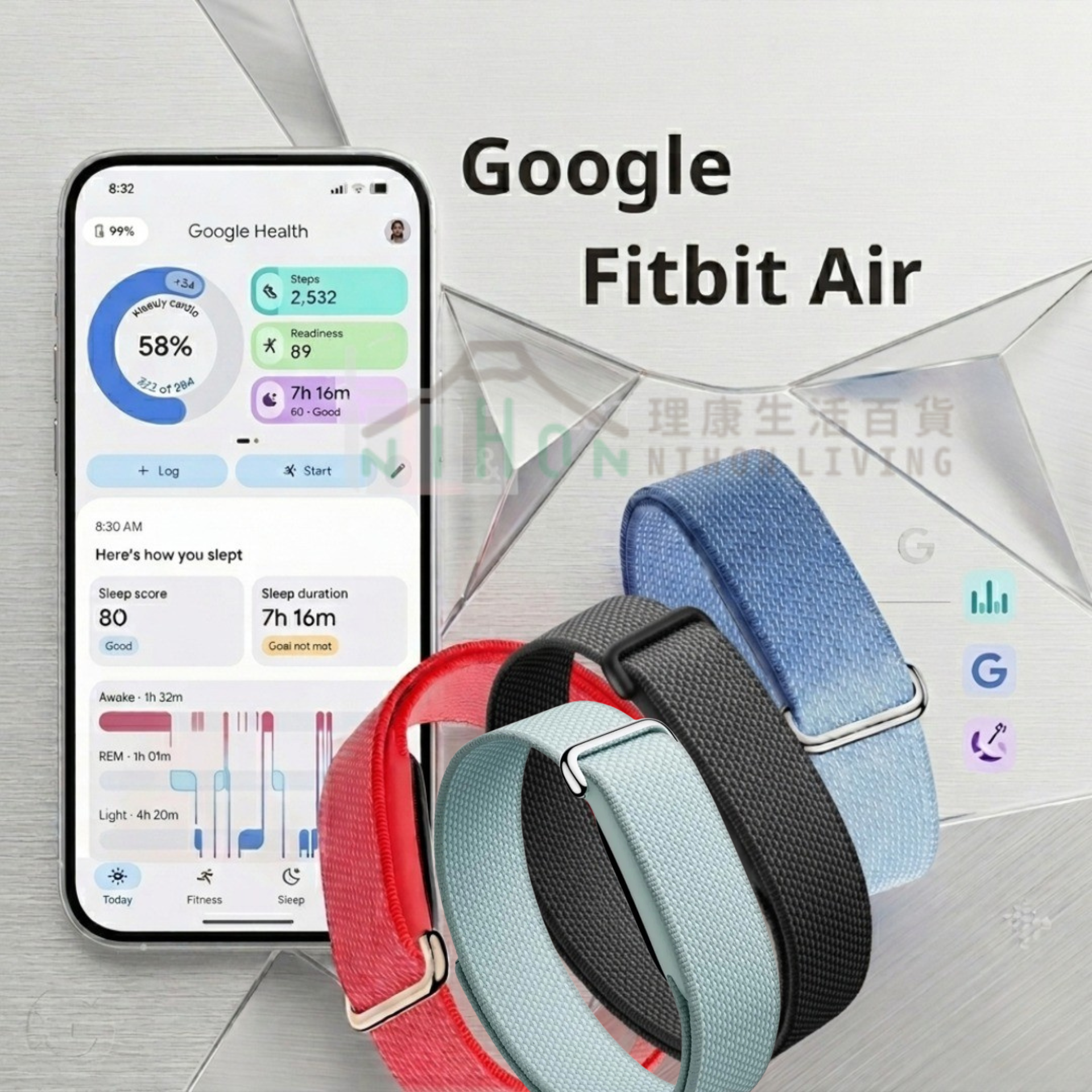 Google - Fitbit Air -智能健康手環(薰衣草色/漿果色/黑曜石色/霧色) | 健身 | 心率 | 睡眠追蹤 |