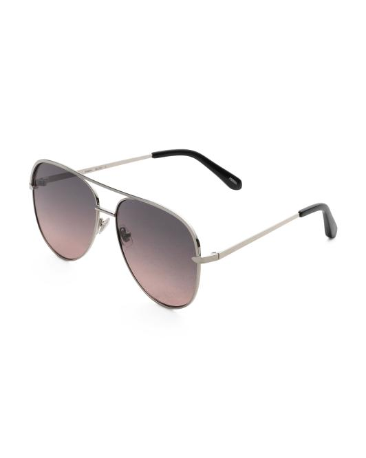 【預購】 FOSSIL H070313 女裝太陽眼鏡 (銀色框/粉黑漸變鏡片)