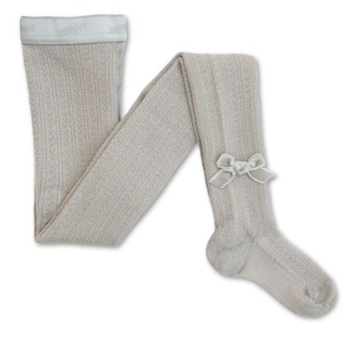 (預購) COLLEGIEN 天鵝絨蝴蝶結鏤空褲襪 Quitterie - 105 Gris Perle 珍珠灰