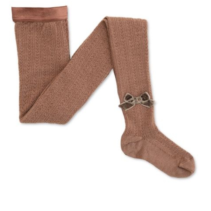 (預購) COLLEGIEN 天鵝絨蝴蝶結鏤空褲襪 Quitterie - 326 Mocha Mousse 摩卡慕斯